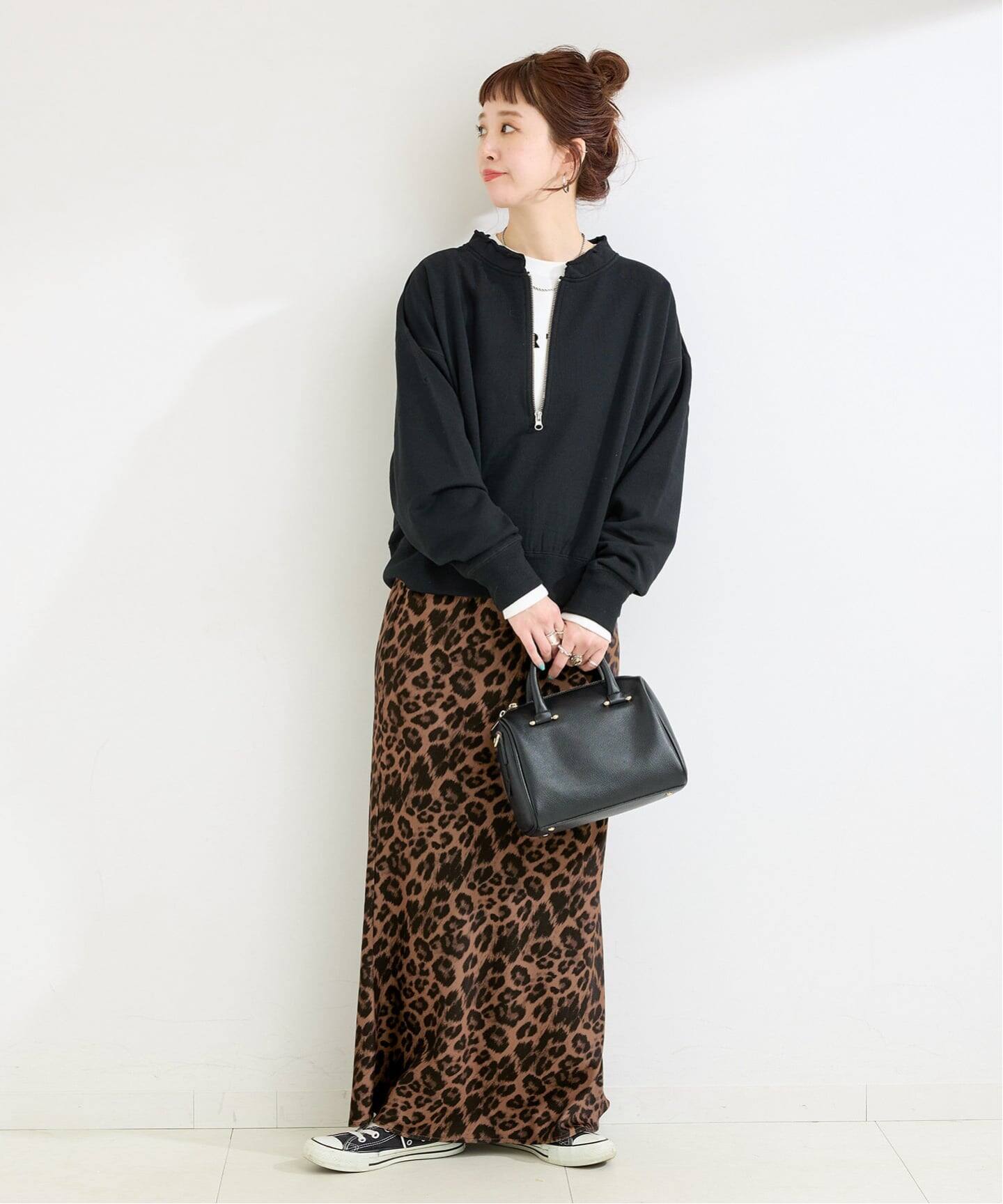 ウォッシャブル / レオパード柄スカート（ロング・マキシ丈スカート