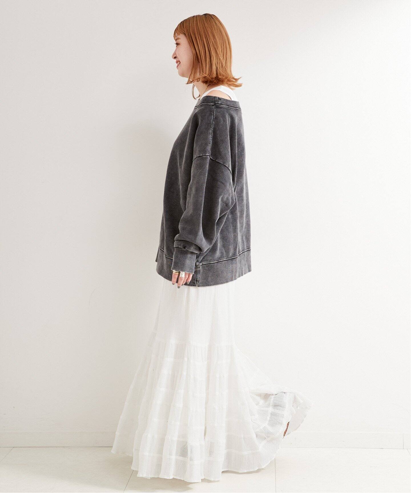 メッシュハギティアードスカート（ロング・マキシ丈スカート）｜B.C