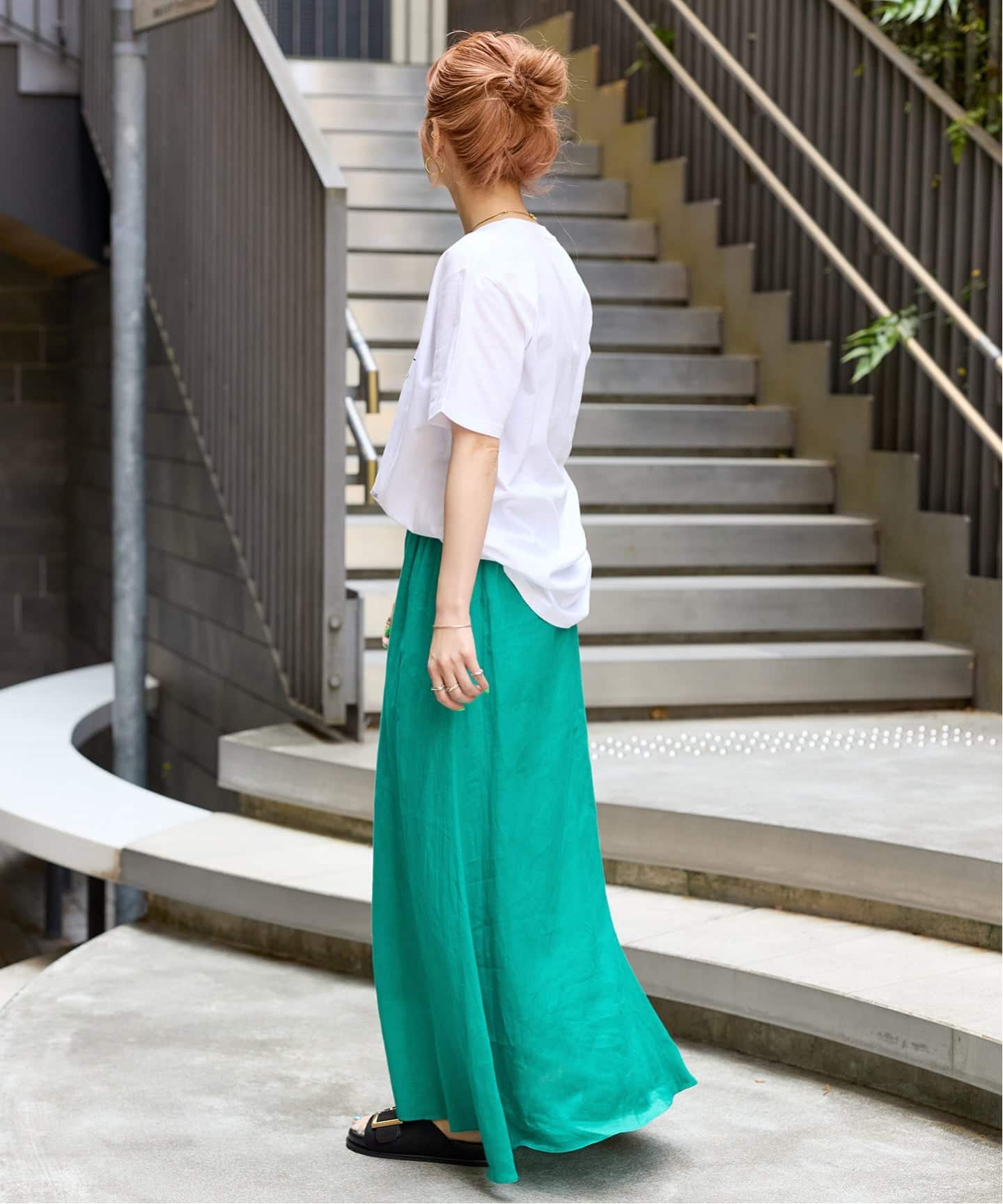 追加9》手洗い可 / フレンチリネンギャザースカート（ロング・マキシ丈