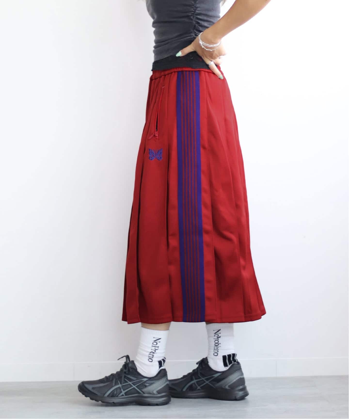 NEEDLES/ニードルズPleated Track Skirt-Poly Smooth（ロング・マキシ