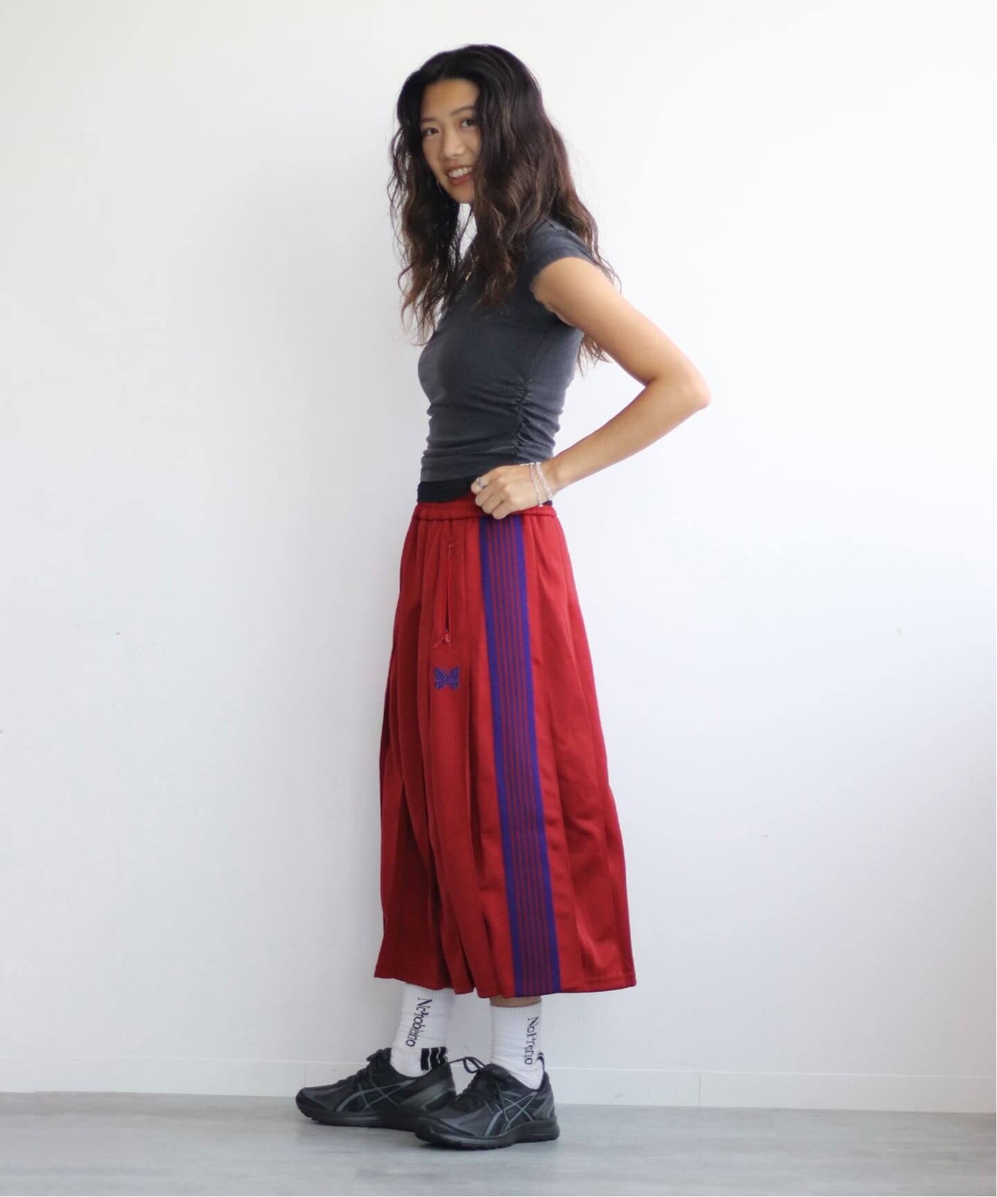 スカート NEEDLES Pleated Track Skirt-Poly Smooth Needles - Pleated Track Skirt - Green - Poly Smooth