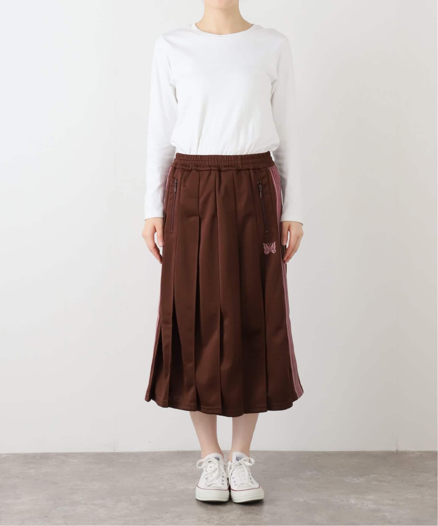 NEEDLES プリーズスカート Needles / Pleated Track Skirt - Poly Smooth (Sax)