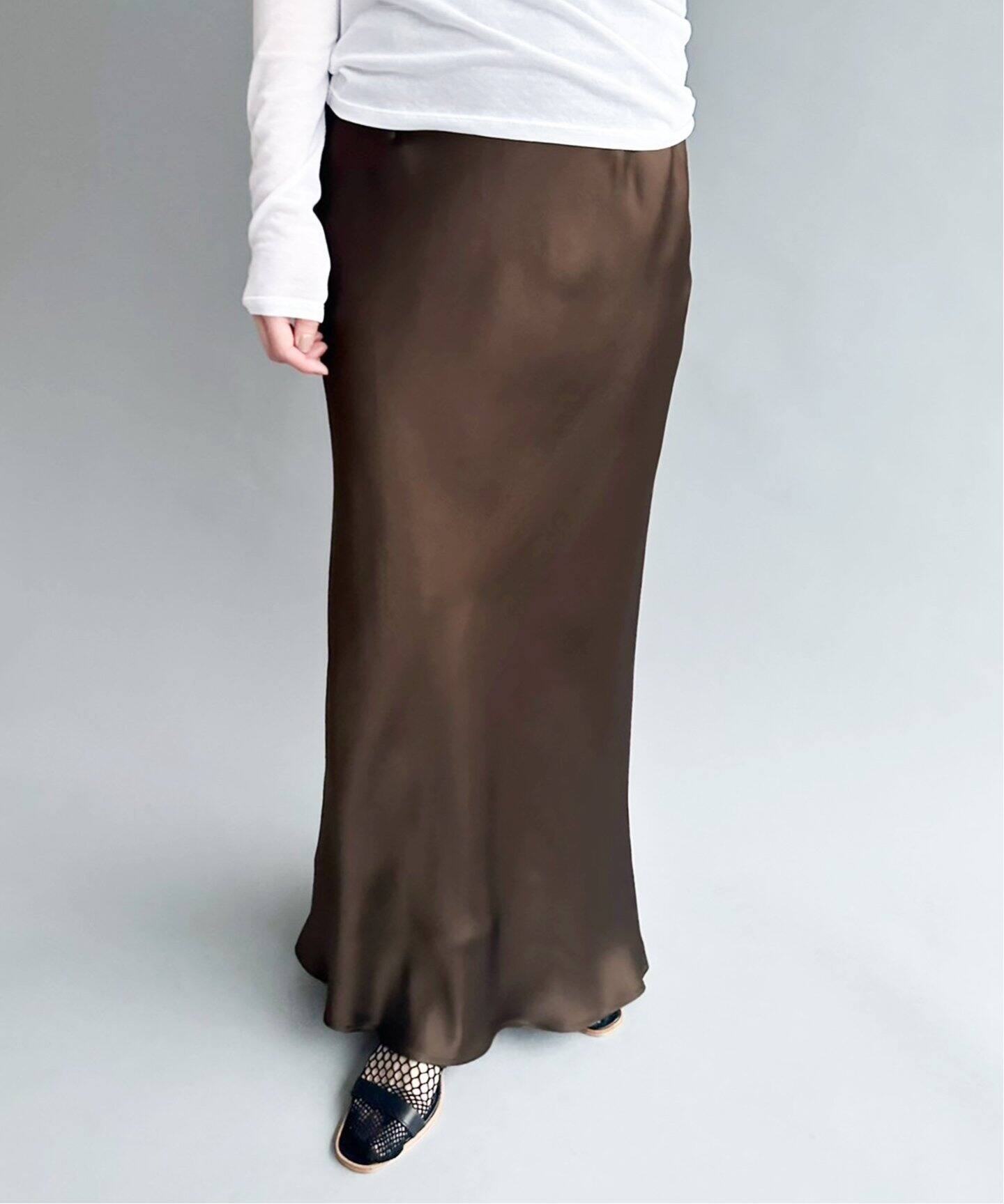 NEWサテンバイアスマキシスカート（ロング・マキシ丈スカート）｜EDIT  