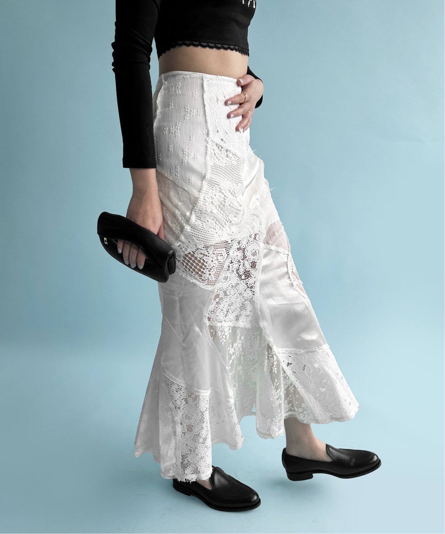 YUHAN WANG/ユハン ワン】lace patched mermaid skirt（ロング・マキシ 