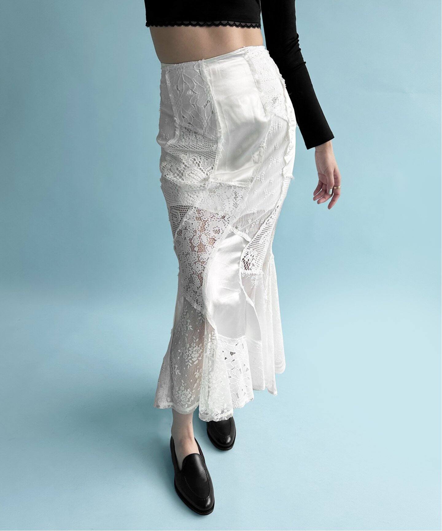 YUHAN WANG/ユハン ワン】lace patched mermaid skirt（ロング・マキシ  