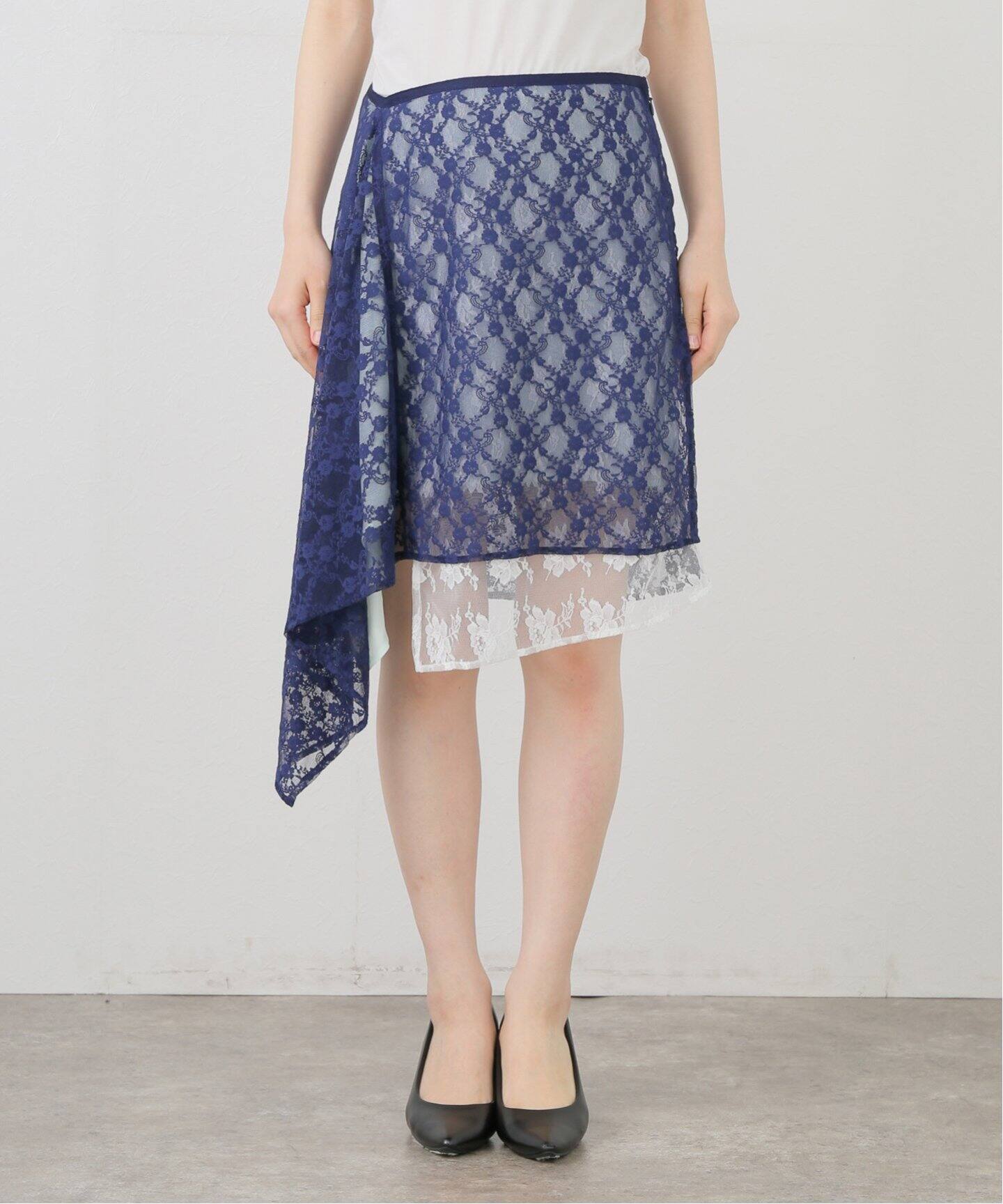スカート ORR Lace Unbalanced Skirt Lady Mesh Skirt Lace Dovetail Skirt Asymmetrical Embroidery