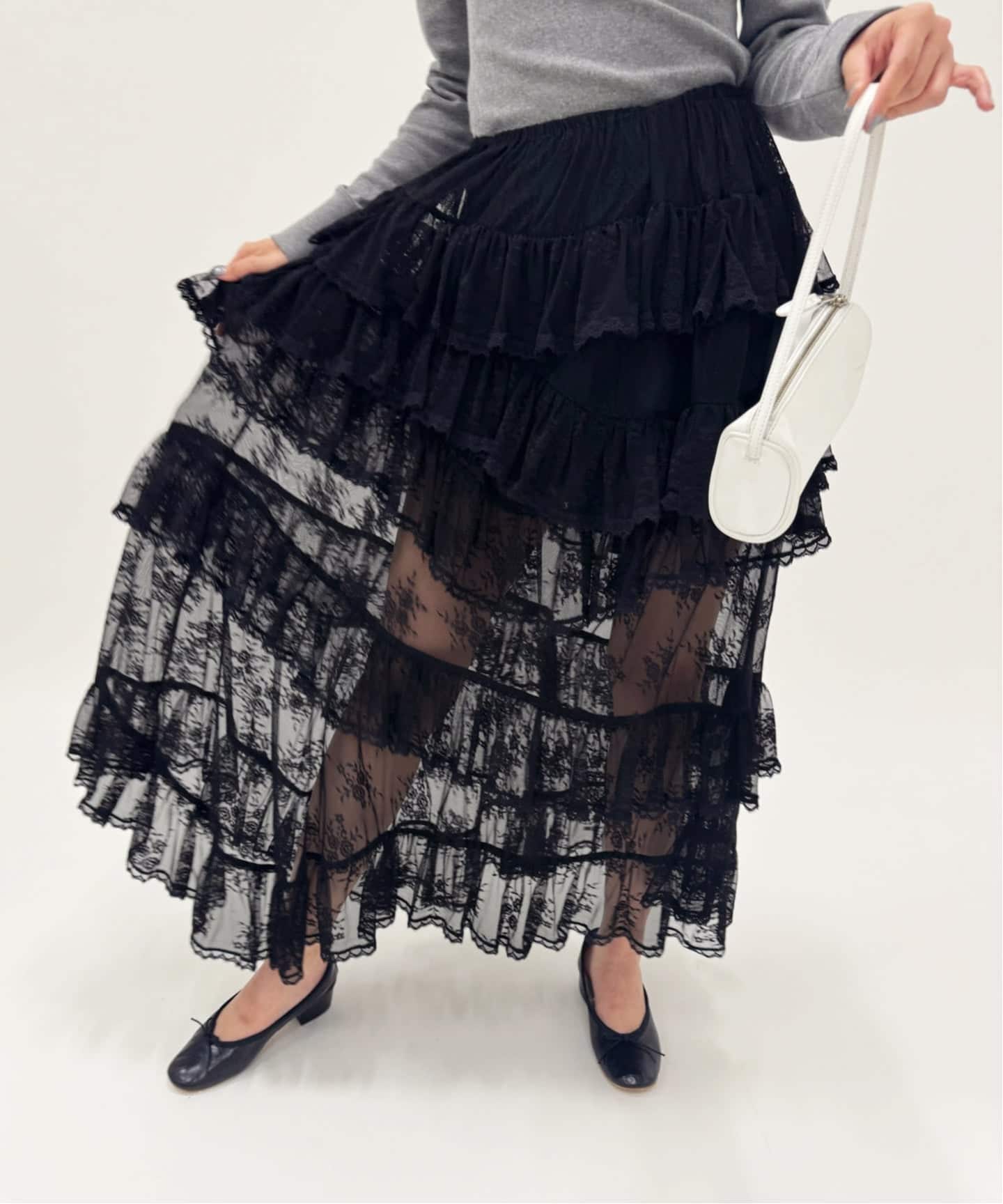 yuhan wang レーススカート　s YUHAN WANG/ユハン ワン】lace trimmed maxi skirt（ロング