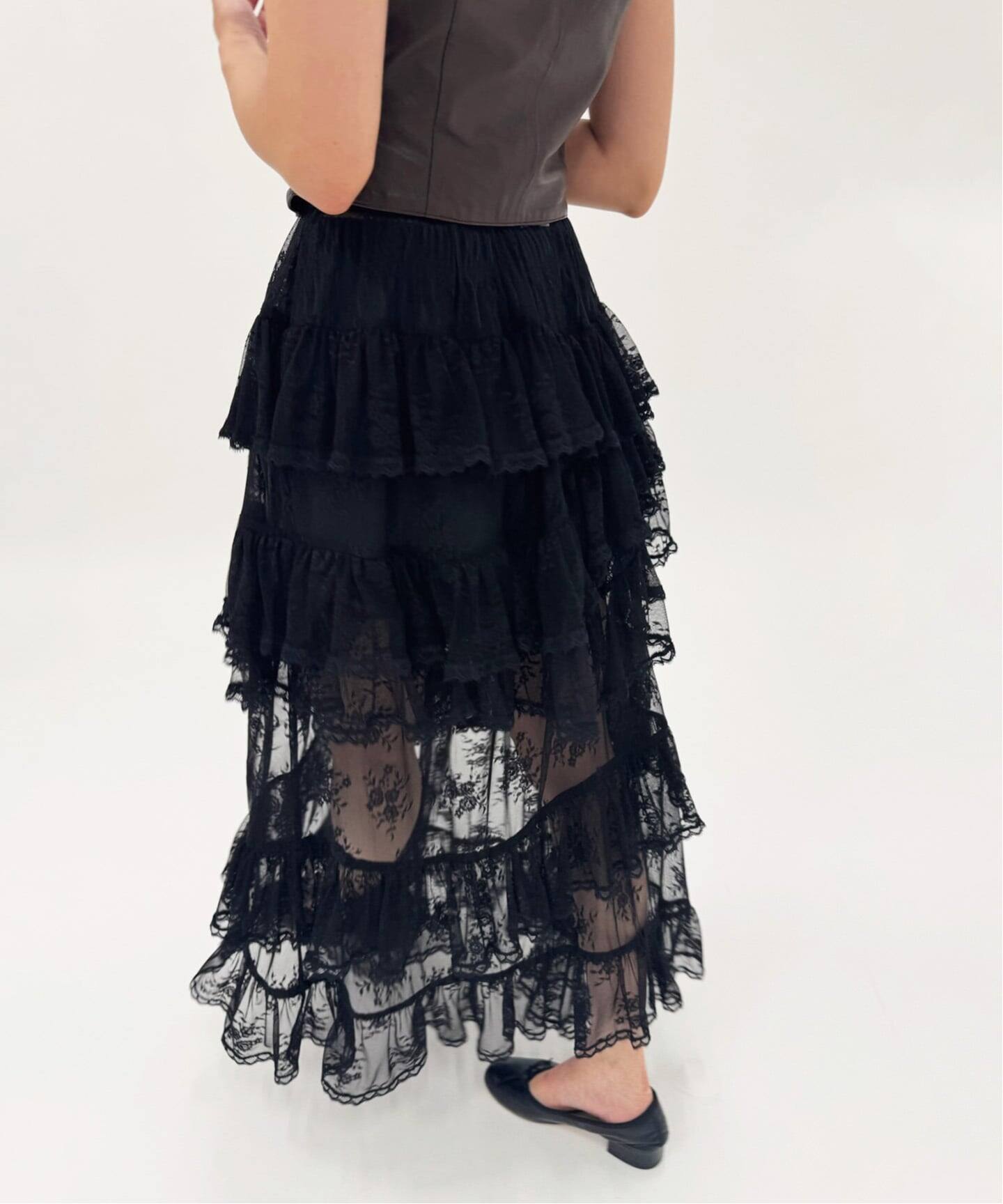 yuhan wang レーススカート　s YUHAN WANG/ユハン ワン】lace trimmed maxi skirt（ロング