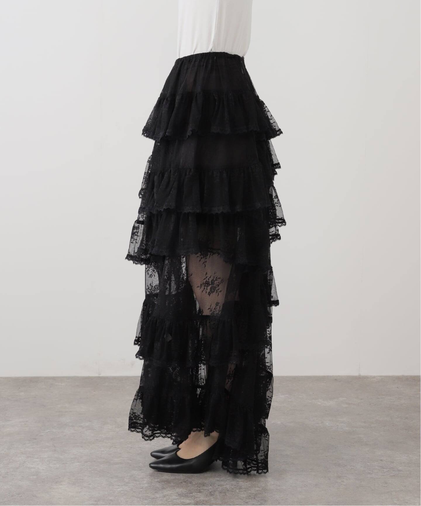 YUHAN WANG/ユハン ワン】lace trimmed maxi skirt（ロング・マキシ丈