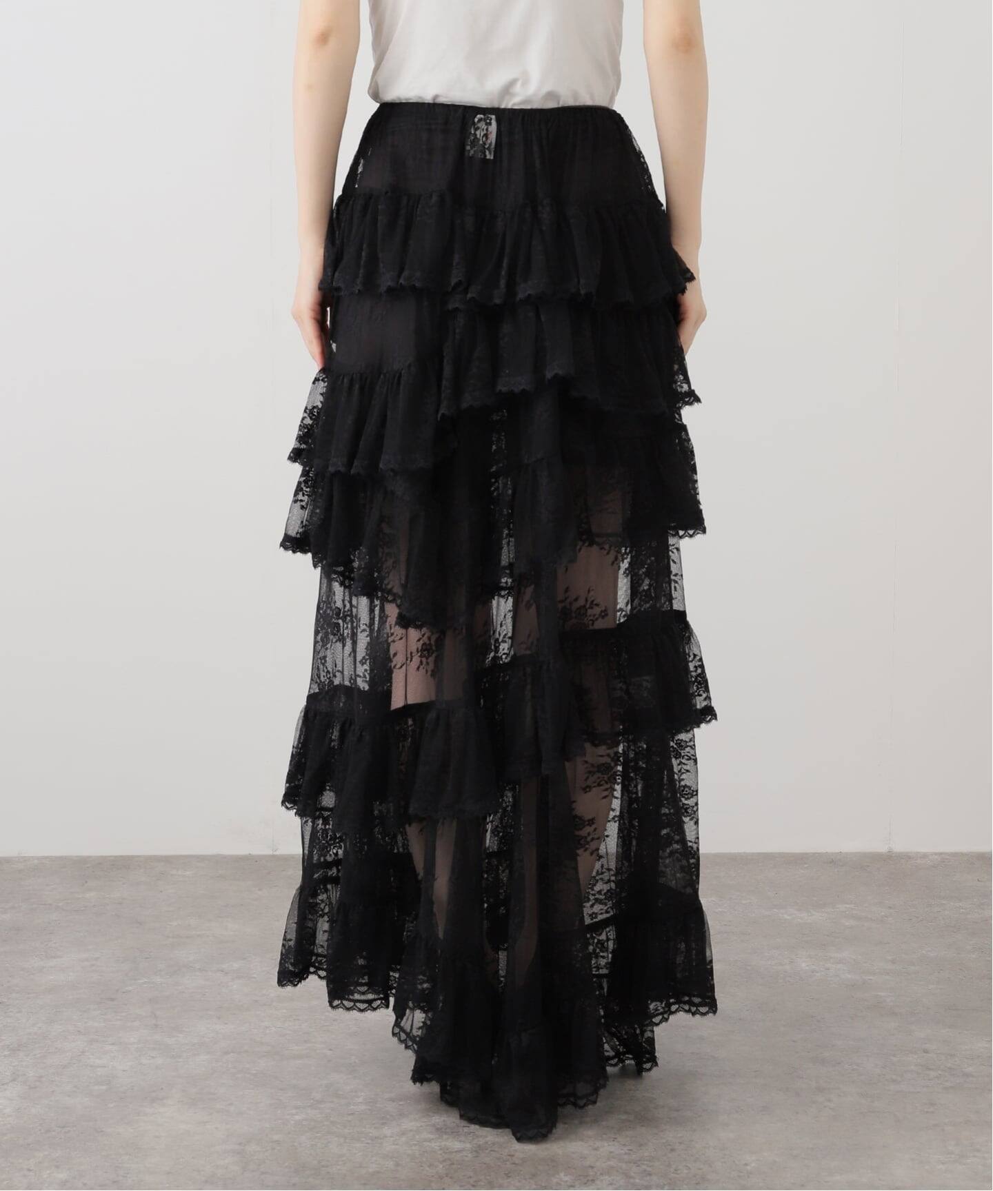 YUHAN WANG/ユハン ワン】lace trimmed maxi skirt（ロング・マキシ丈