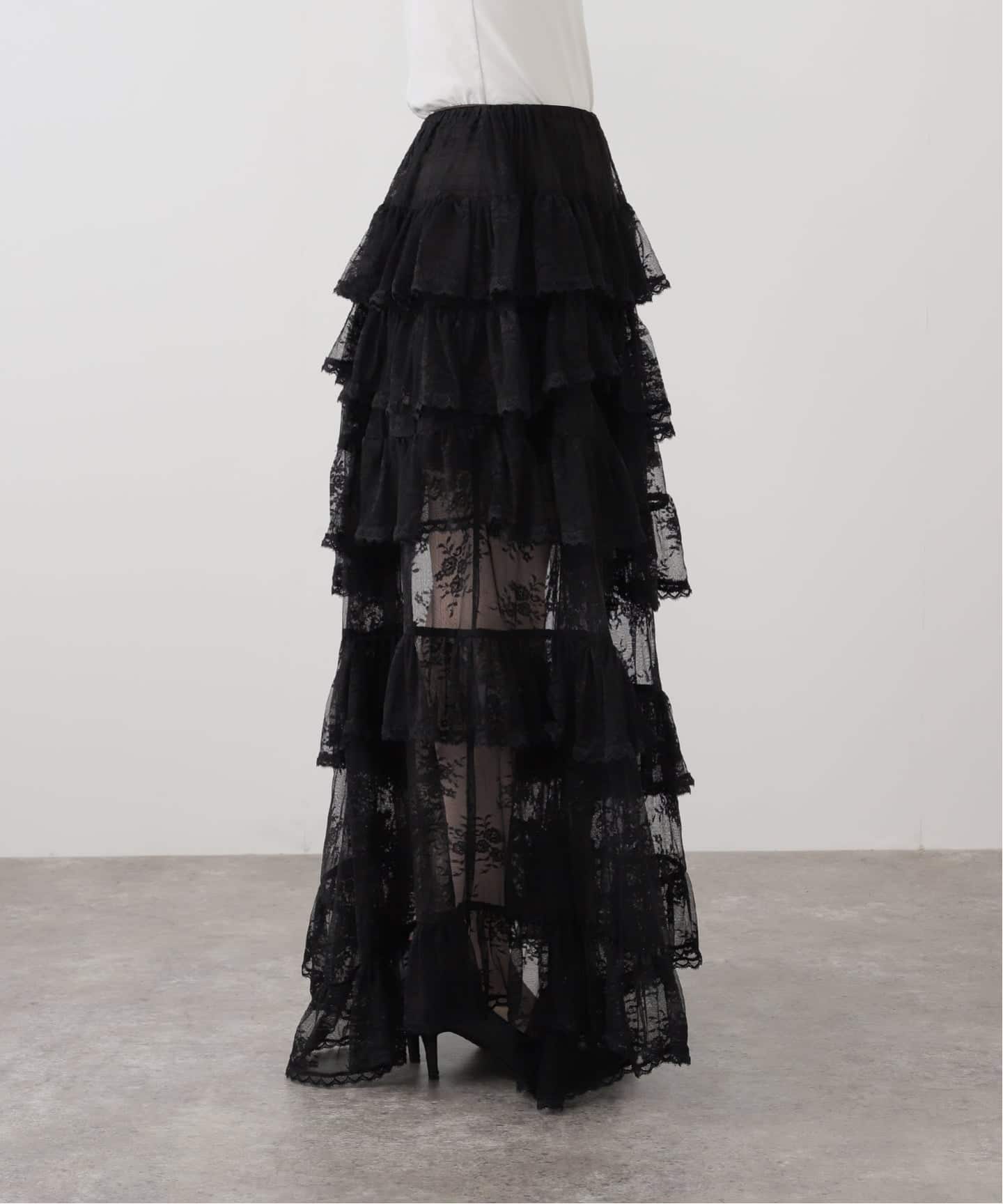 YUHAN WANG/ユハン ワン】lace trimmed maxi skirt（ロング・マキシ丈