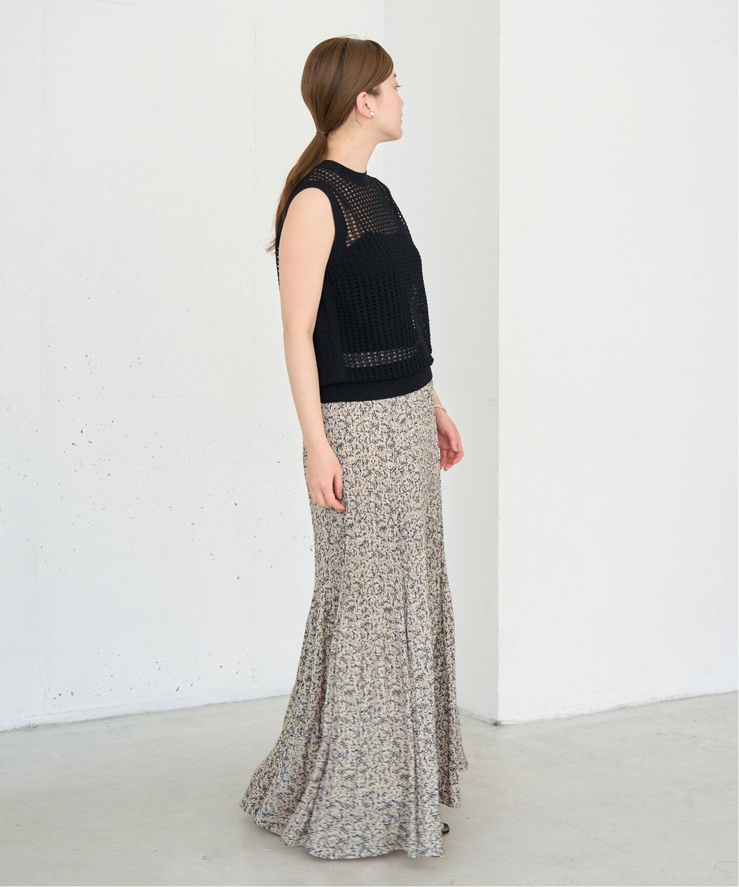 ミュゲットパターン フェードプリーツスカート（ロング・マキシ丈  