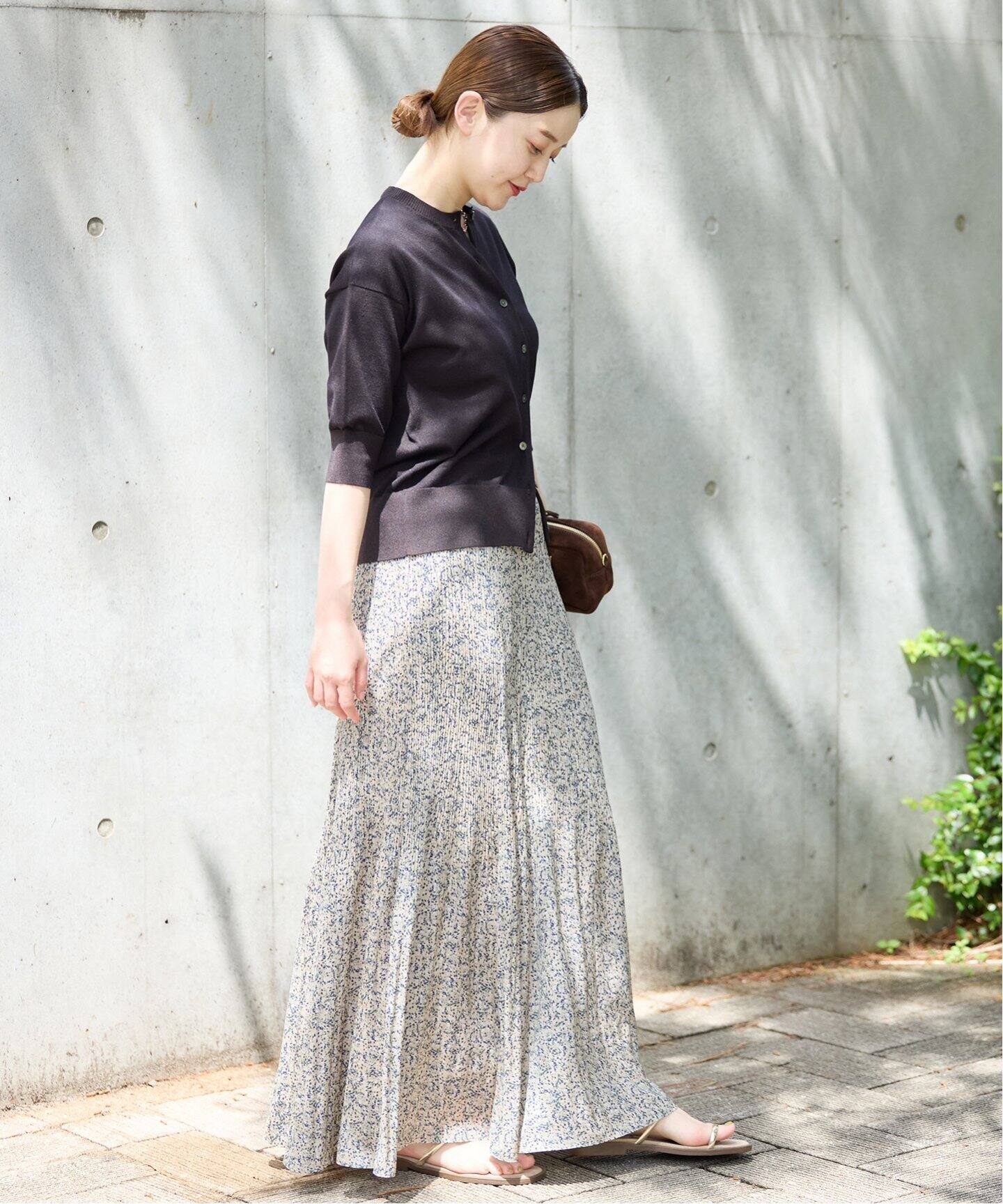 イエナ】ロングプリーツスカート イエナ IENA ドットフラワープリーツ  