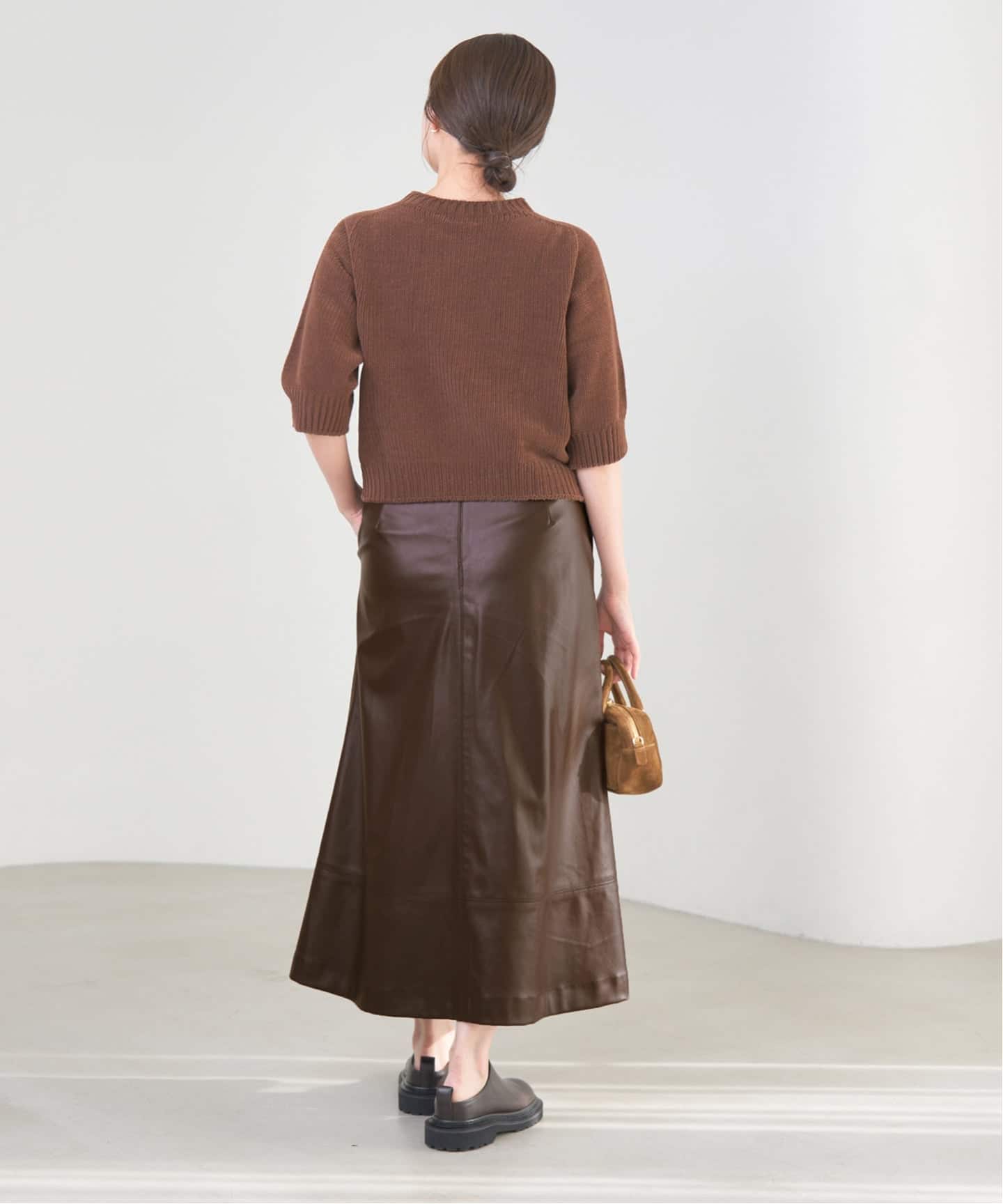 スローブイエナ　 フェイクレザーフレアスカート　ブラウン セール】フェイクレザーフレアスカート（スカート）｜IENA（イエナ）の