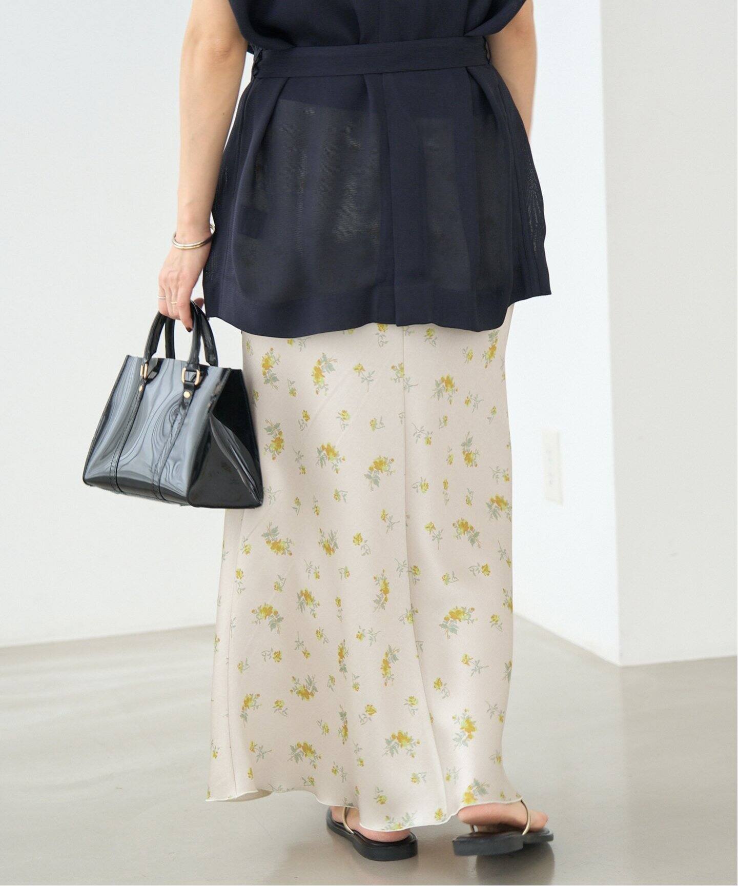 フラワープリント バイヤススカート（ロング・マキシ丈スカート  