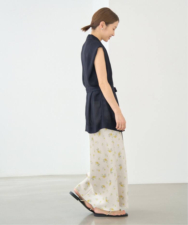 iena 2018aw フラワー モチーフ 恐る プリント シャーリングスカート 40 