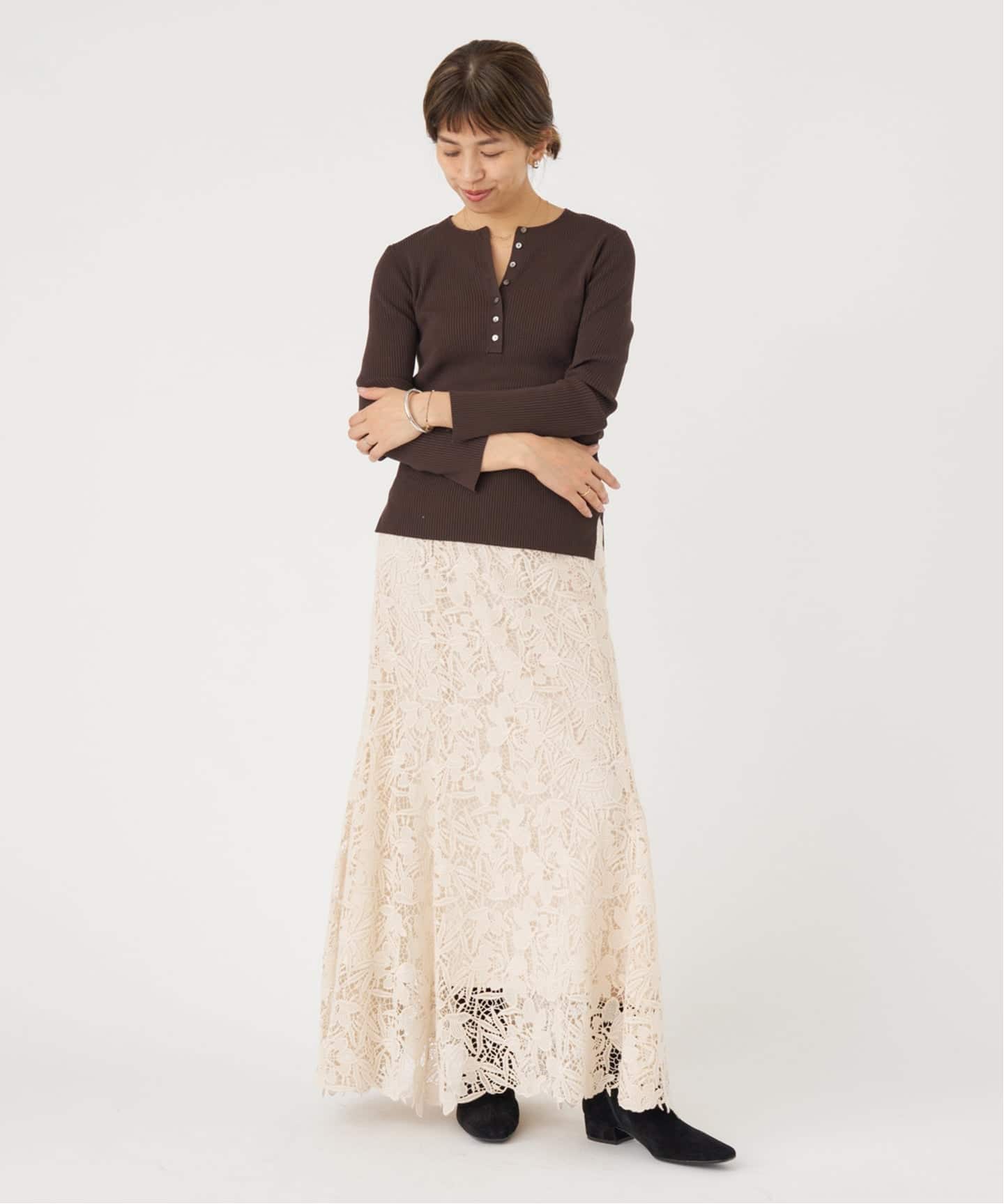 【1180】新品　アナイ　3Ｄフラワーレースフレアスカート ケミカルレースフレア スカート|ANAYI OFFICIAL ONLINE STORE