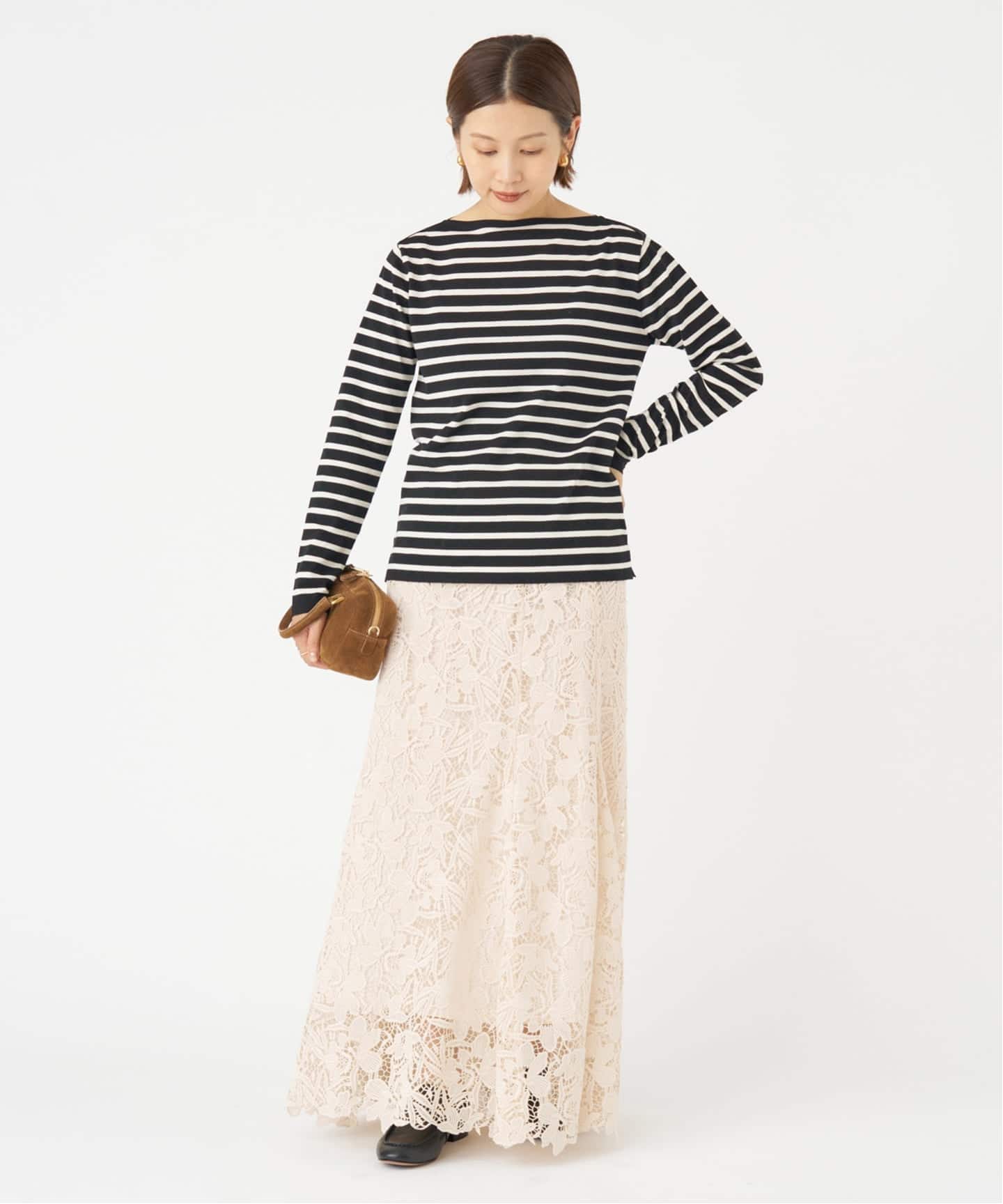 iena★新品★フラワーレースフレアスカート 予約》フラワーレース フレアスカート（ロング・マキシ丈