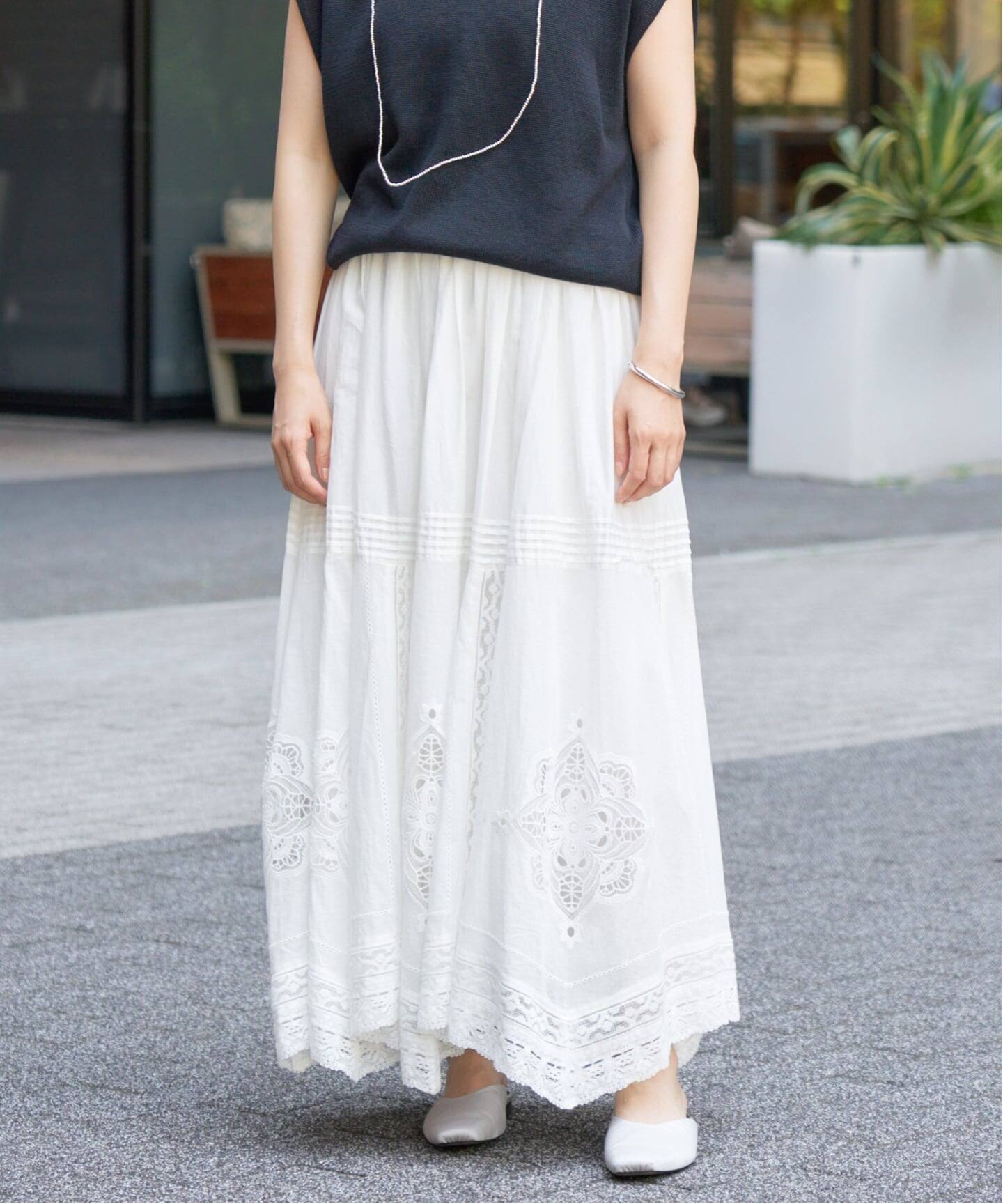 WEB限定/追加》コットンレーススカート（ロング・マキシ丈