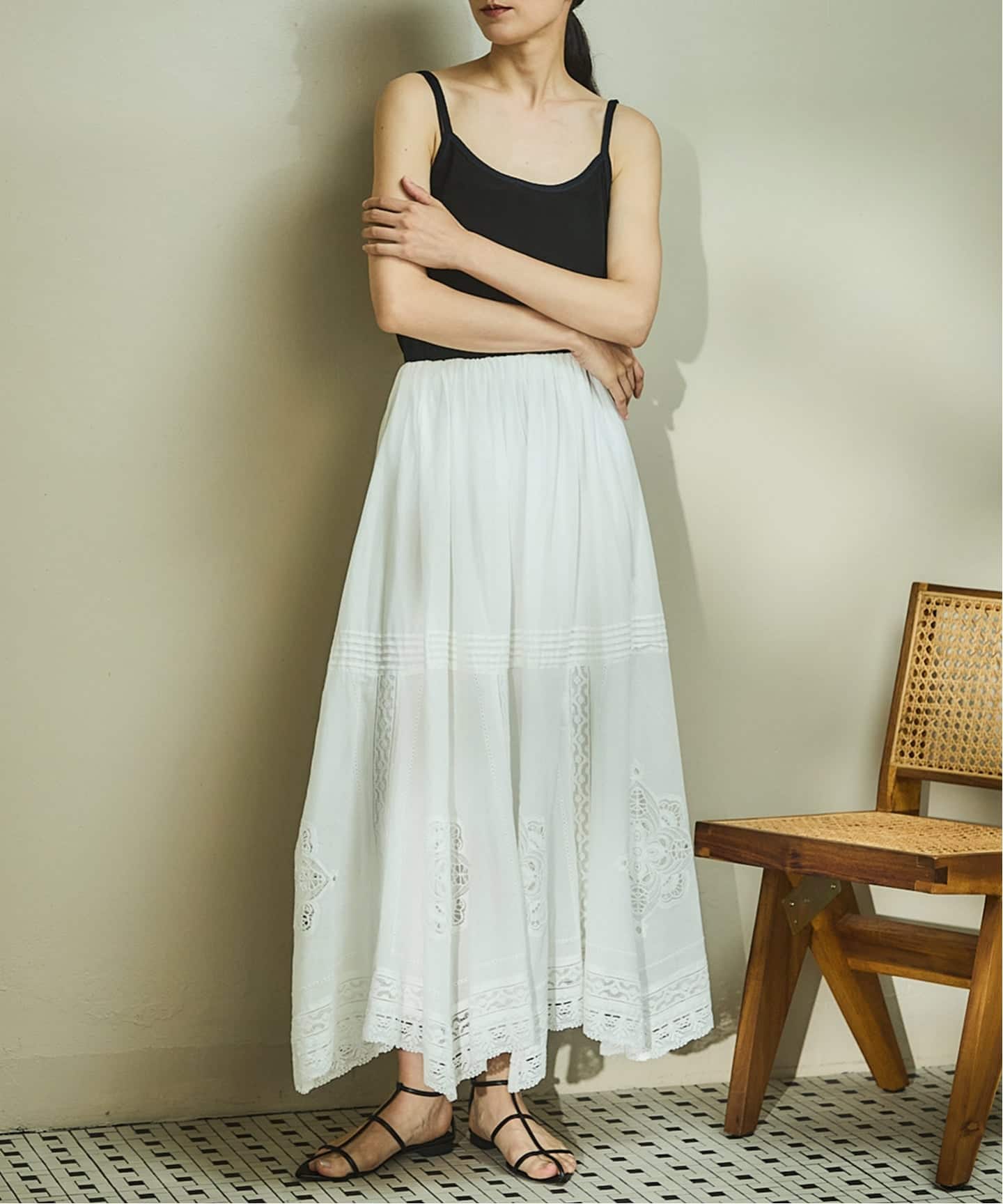 コットンレーススカート IENA WEB限定/追加》コットンレーススカート（ロング・マキシ丈