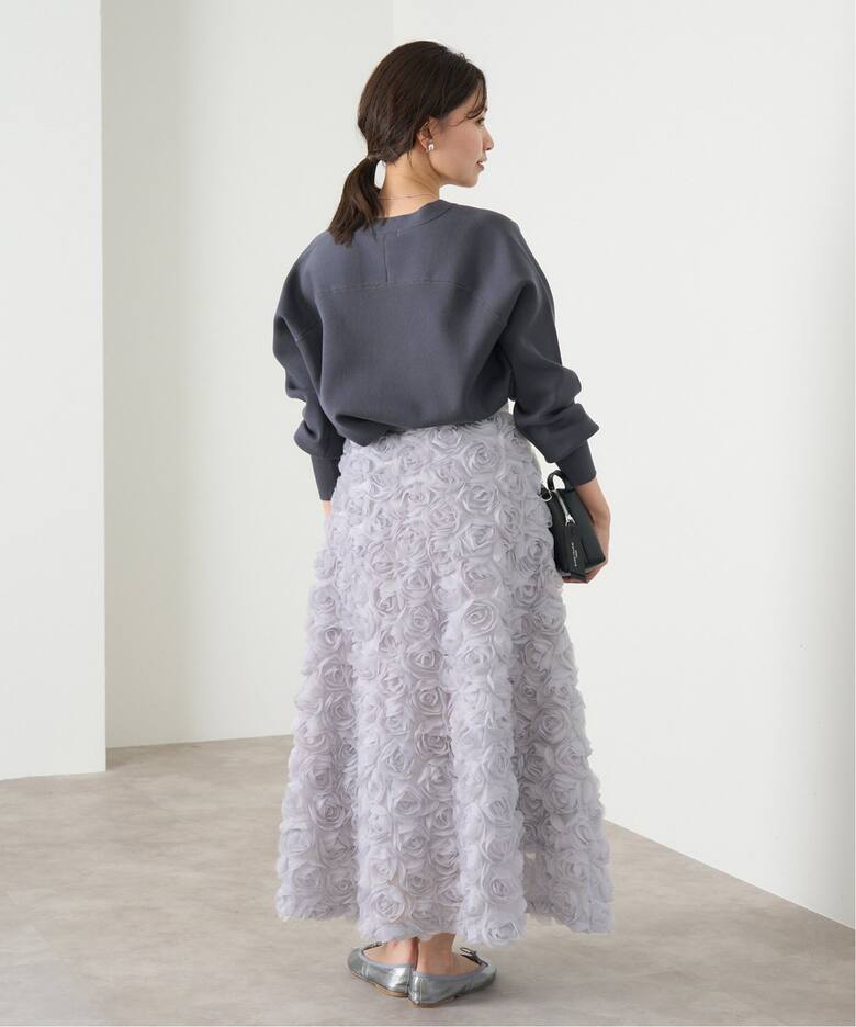 2018AW IENA VI/PL フレアスカート フラワーフレアスカート（ロング  