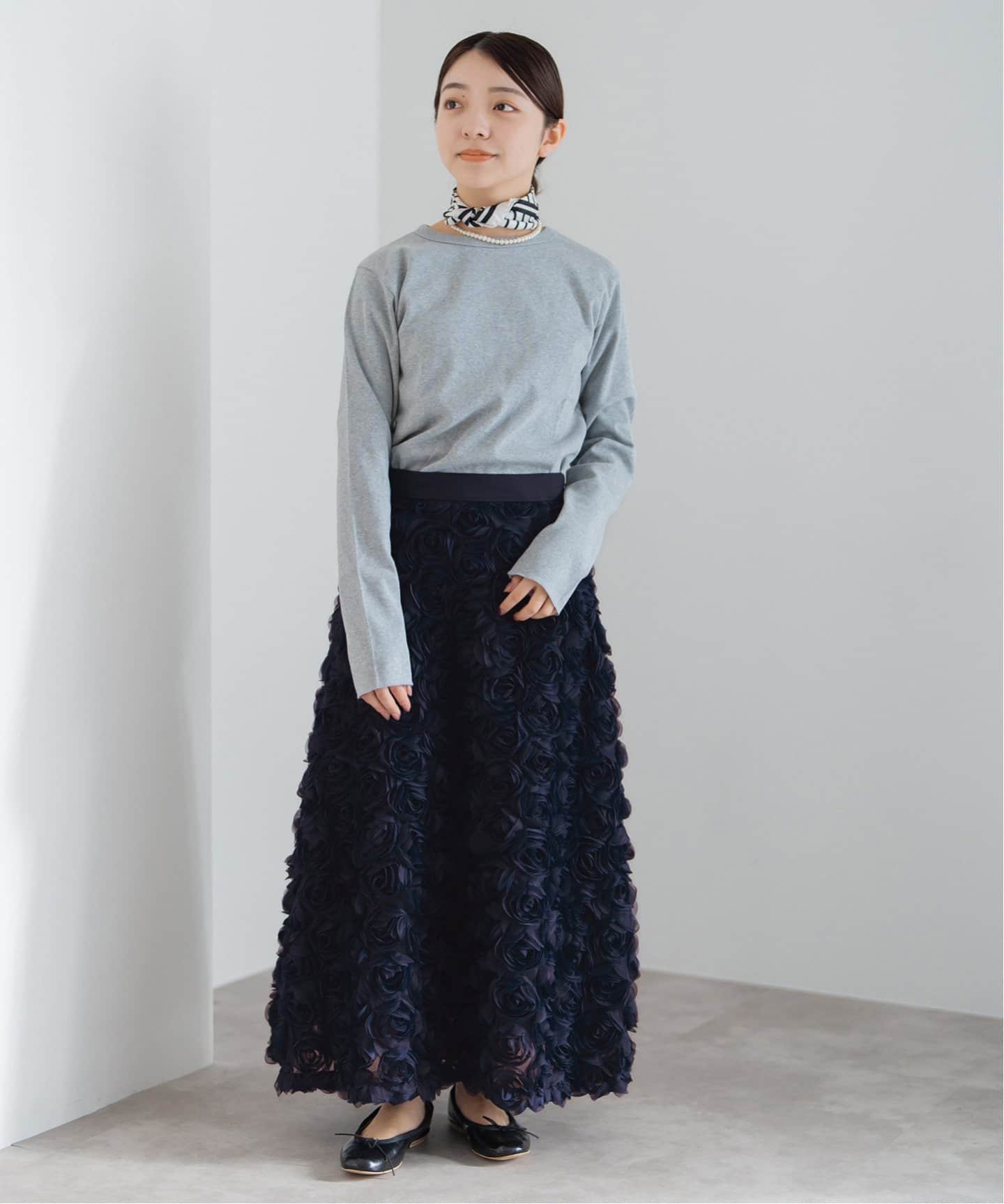 U6878P　●IENA イエナ●　フラワー ロングスカート ボルドー 花柄 36 / マキシ丈 フレアスカート 春～秋 rb