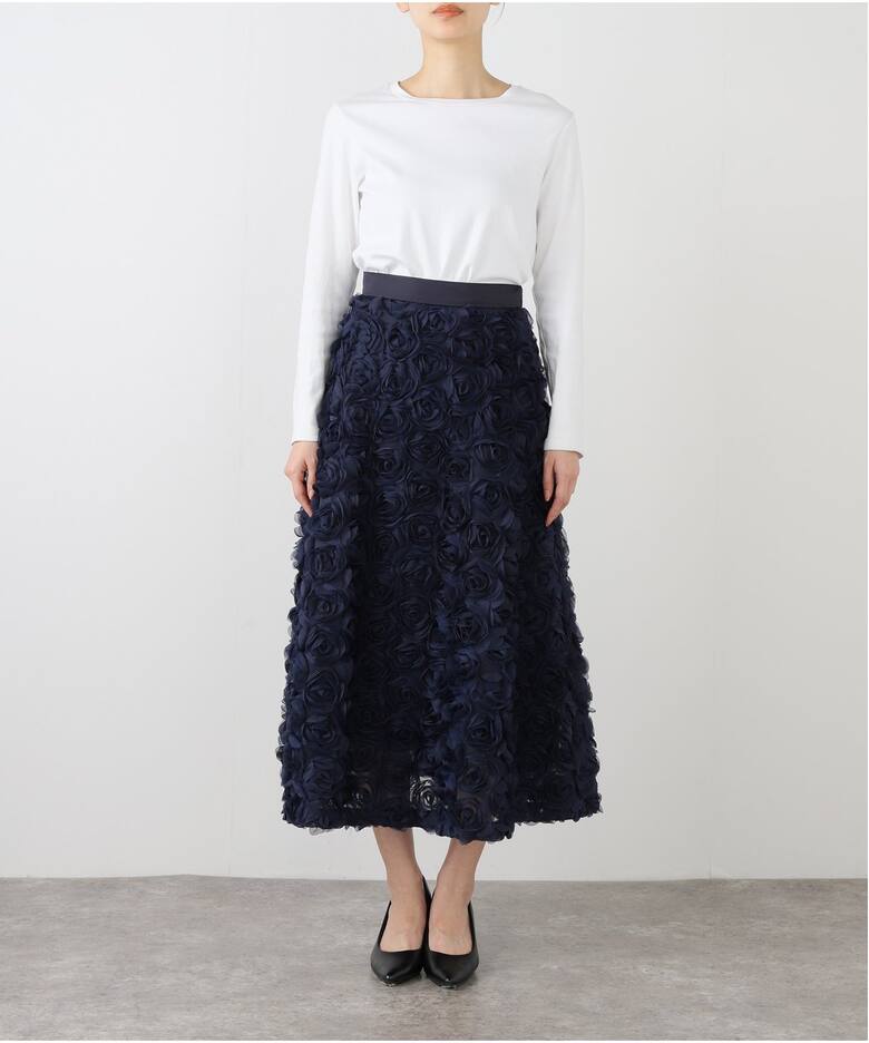 2025 IENA フラワーフレアスカート 