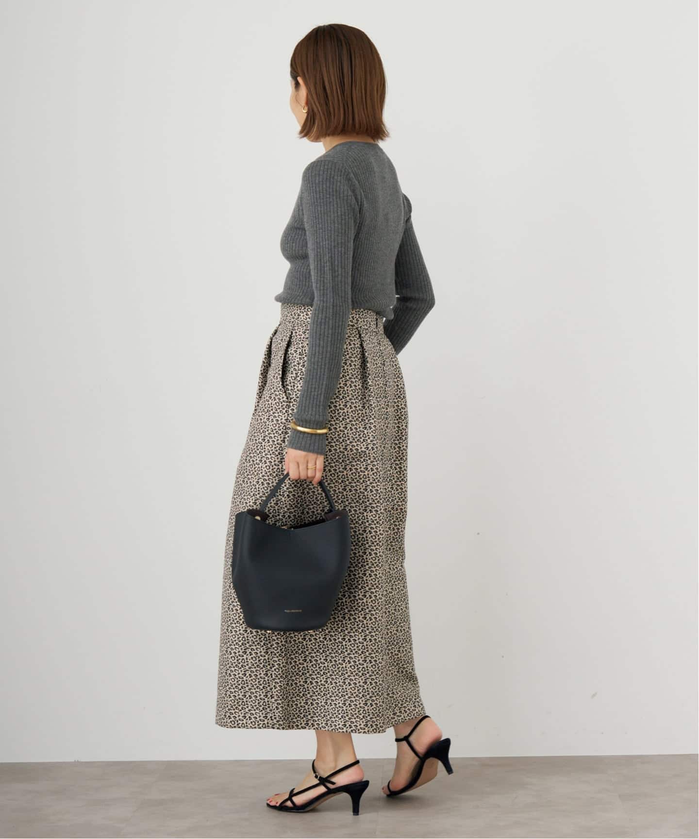 Deveauxレオパードジャガードスカート（ロング・マキシ丈