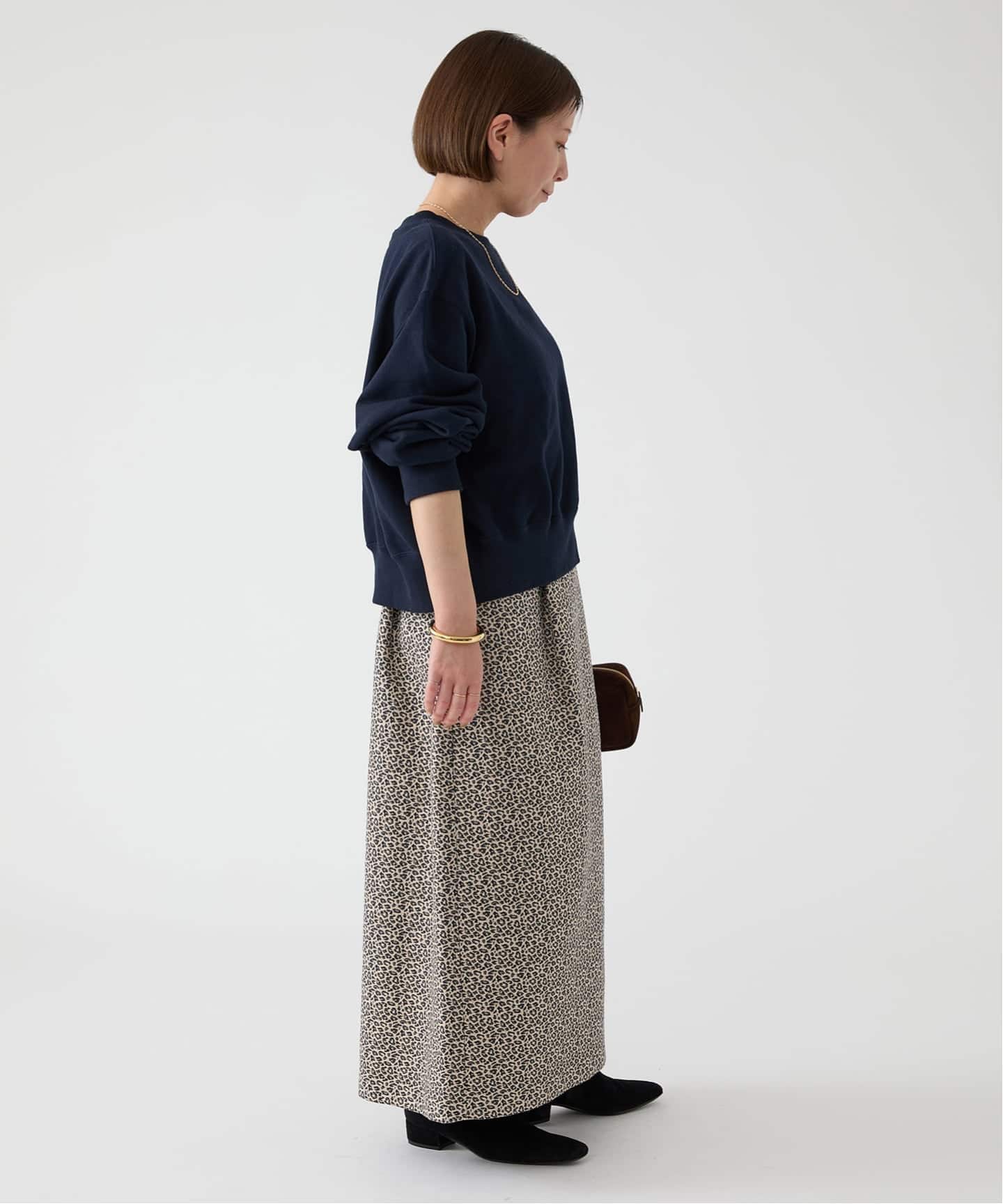 Deveauxレオパードジャガードスカート（ロング・マキシ丈スカート