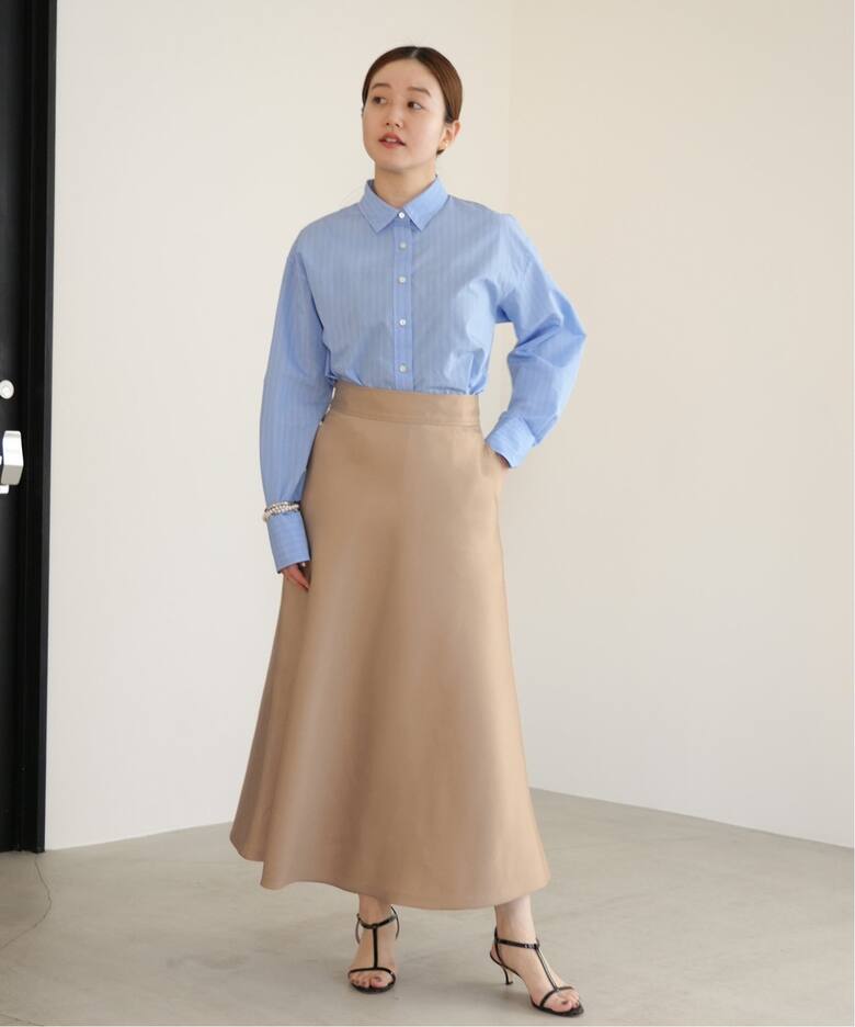 シルク混ツイルフレアスカート（ロング・マキシ丈スカート）｜IENA  