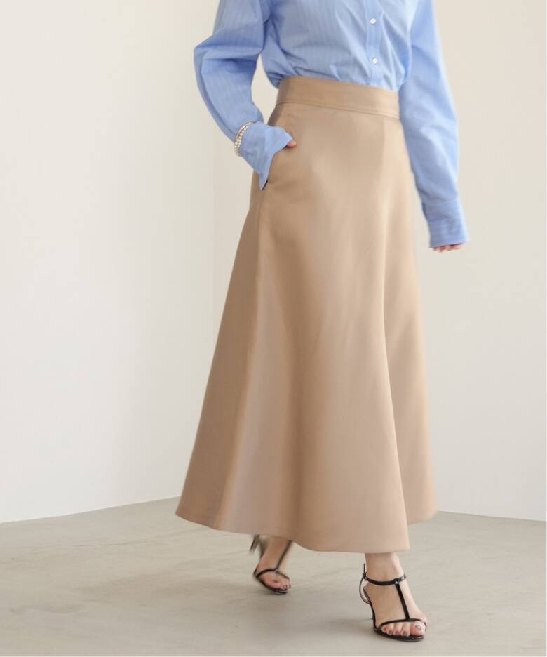 シルク混ツイルフレアスカート（ロング・マキシ丈スカート）｜IENA  