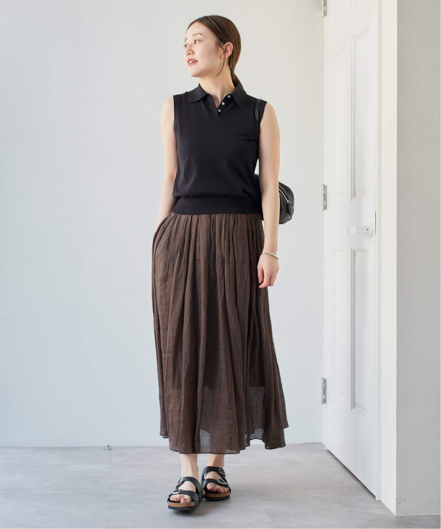 IENA イエナ ラミープリーツスカート ロングスカート フレア ブラウン IENA（イエナ）の「ラミープリーツスカート（スカート）」 - WEAR