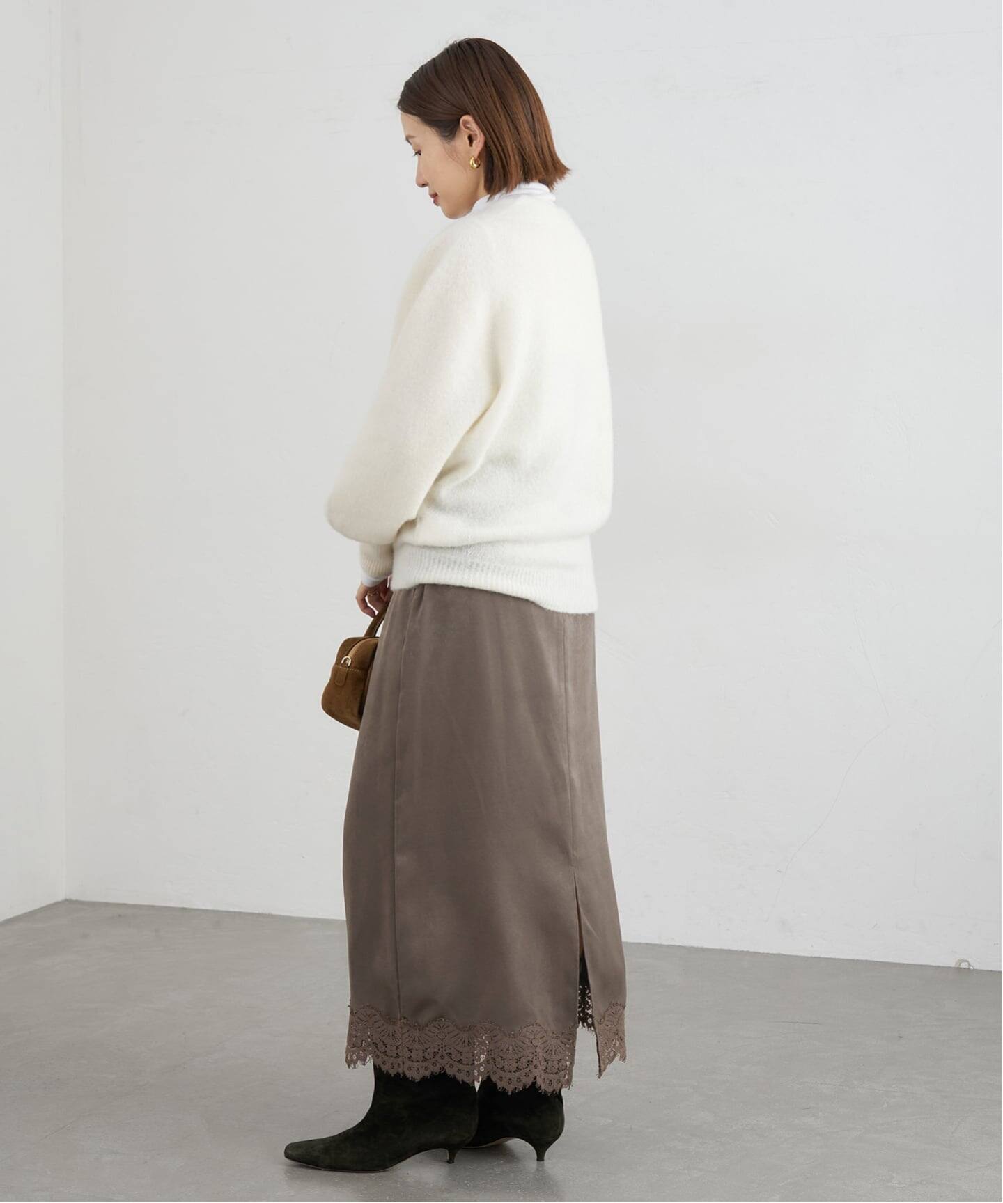 【新品タグ付き】IENA　イエナ　ウールサテンジャンパースカート　ブラック★ イエナ IENA 《追加10》ダブルサテンスカート （ブラウン