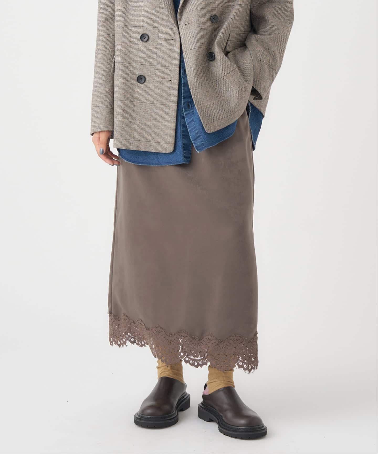 予約》サテンレーススカート（ロング・マキシ丈スカート）｜IENA