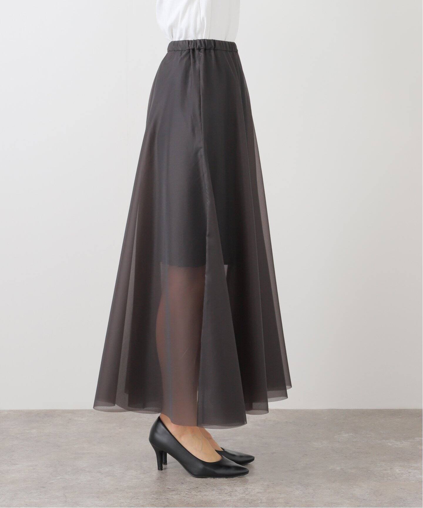シアーオーガンジーフレアスカート（ロング・マキシ丈スカート