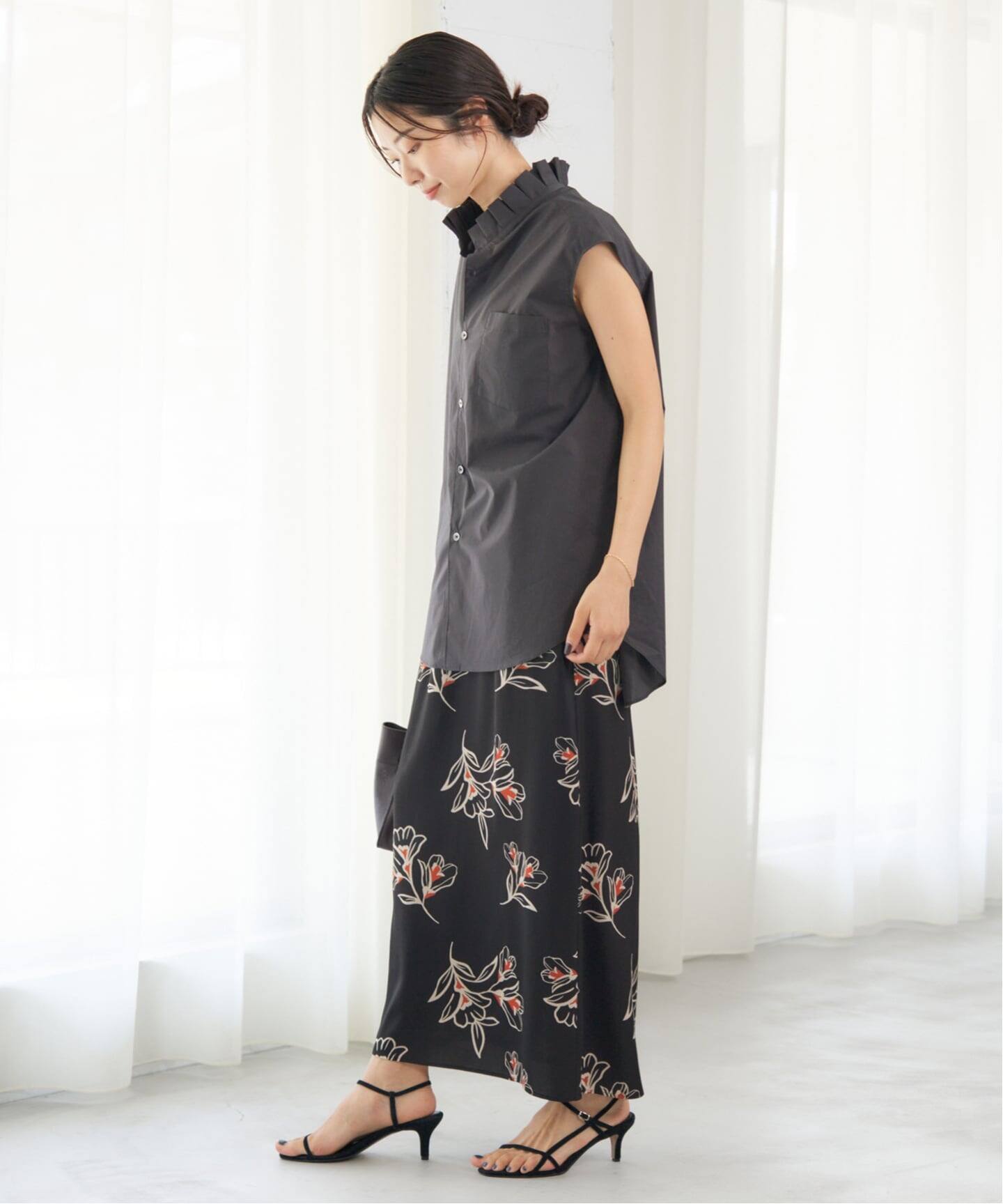 イエナ　Iラインスカート IENA LA BOUCLE ウーステッドIラインスカート（ロング・マキシ丈