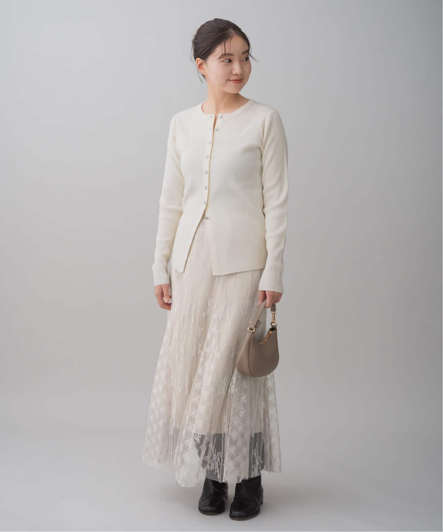 【新品タグ付き】IENAレース トリミングスカート 追加予約》トリミングレーススカート(ロング・マキシ丈スカート