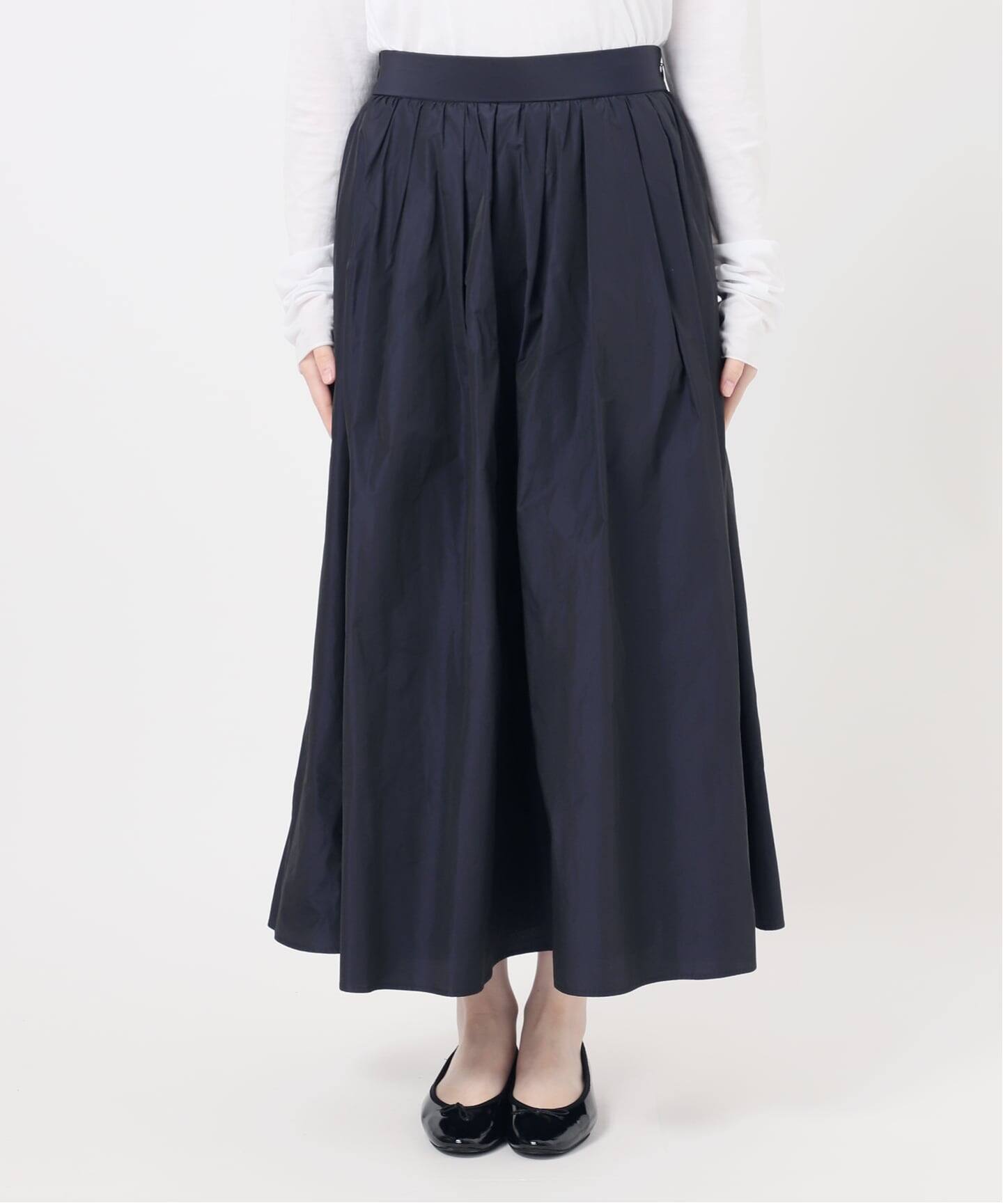 ☆新品 未使用品☆ IENA ネイビー フレアロングスカート 追加2・一部店舗限定》タフタフレアスカート（ロング・マキシ丈