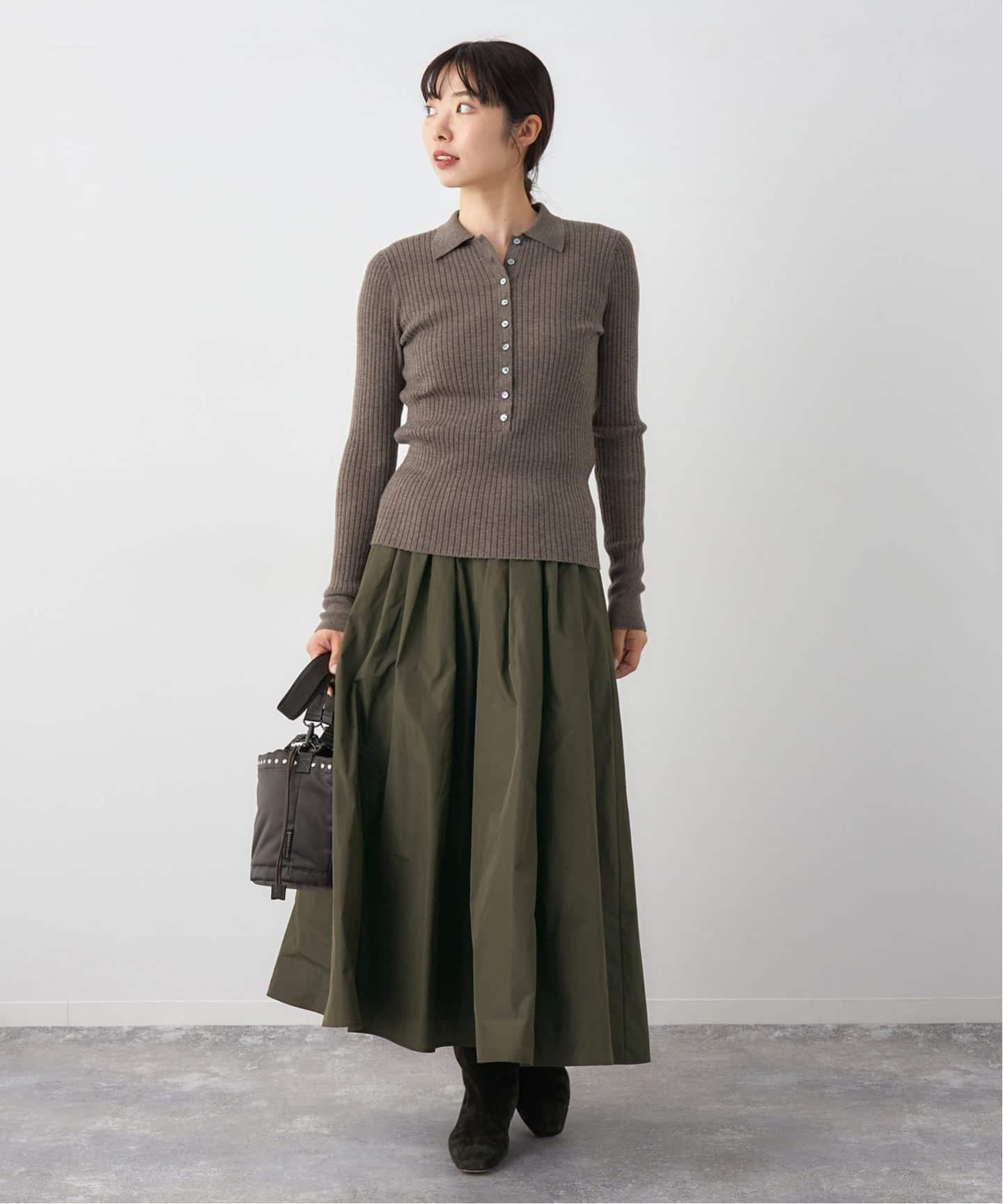 追加》メモリータフタフレアスカート（ロング・マキシ丈スカート