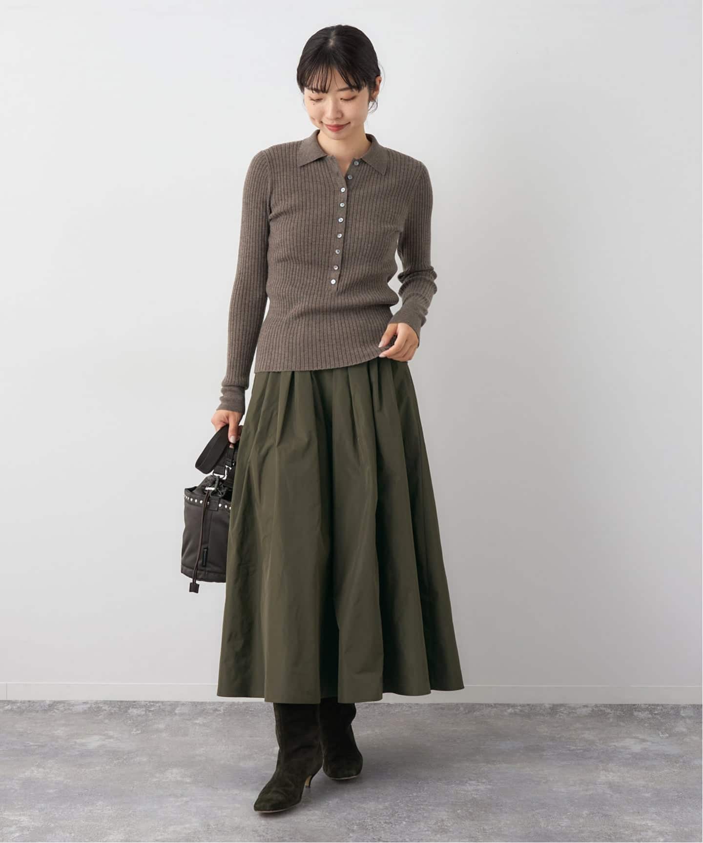 追加》メモリータフタフレアスカート（ロング・マキシ丈スカート