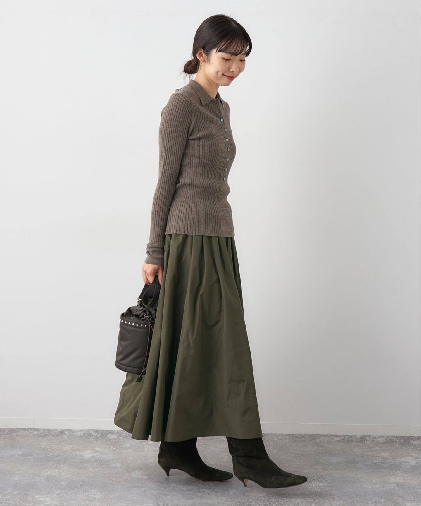 追加》メモリータフタフレアスカート（ロング・マキシ丈スカート