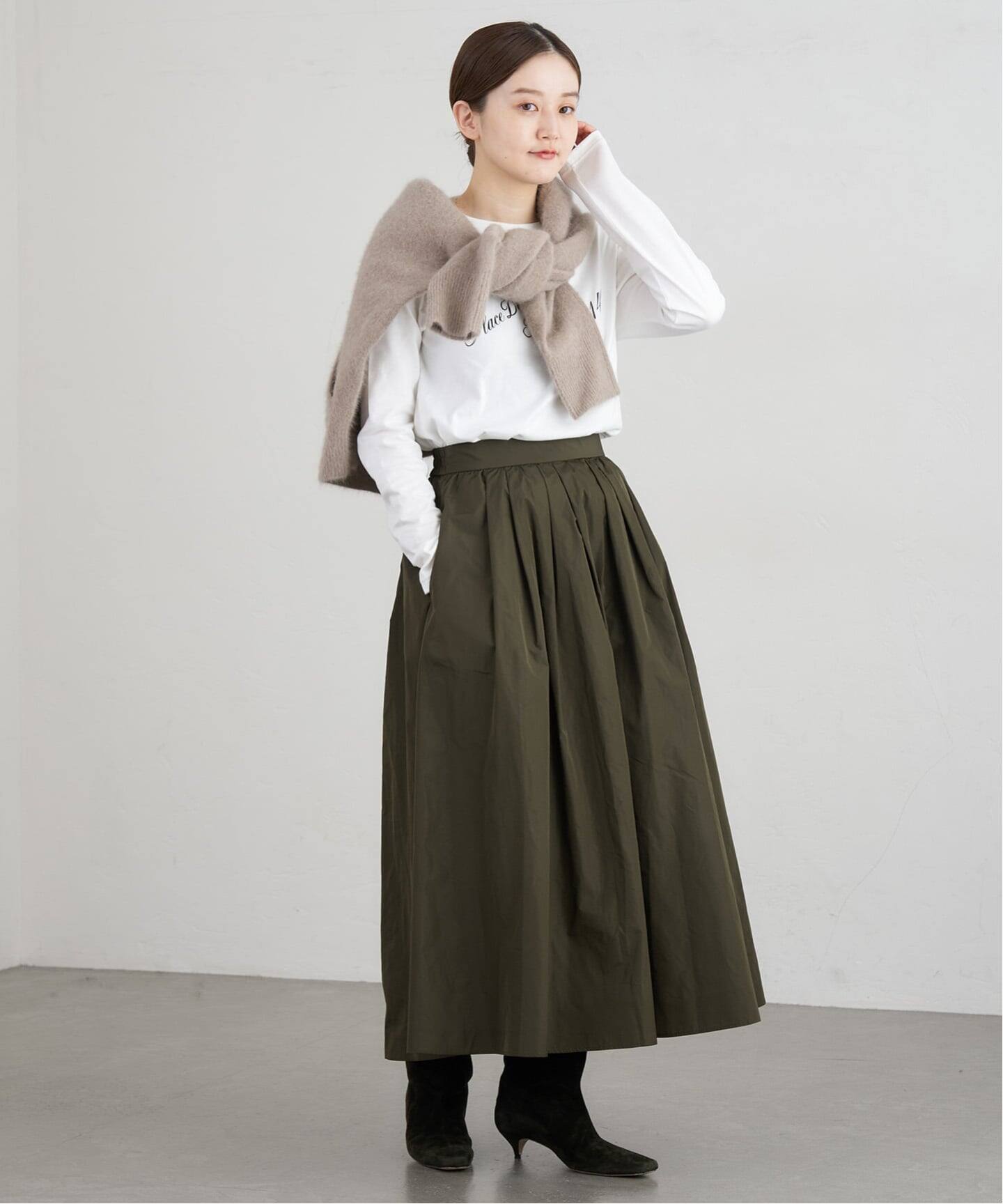 追加》メモリータフタフレアスカート（ロング・マキシ丈スカート