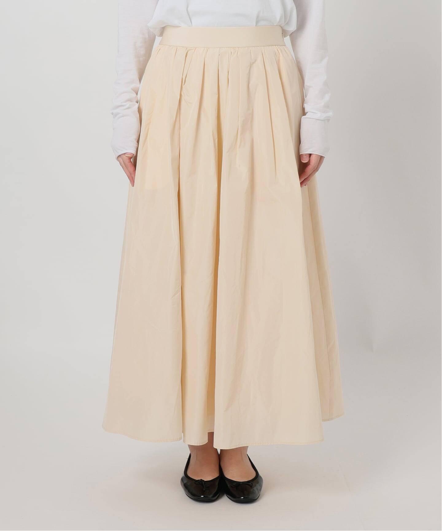 追加》メモリータフタフレアスカート（ロング・マキシ丈スカート