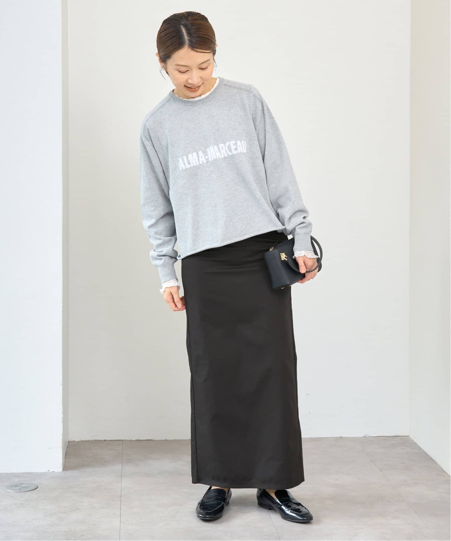 ソイル【新品】マキシ丈スカート 高身長 綿混ストレッチベイカーマキシスカート （トールサイズ