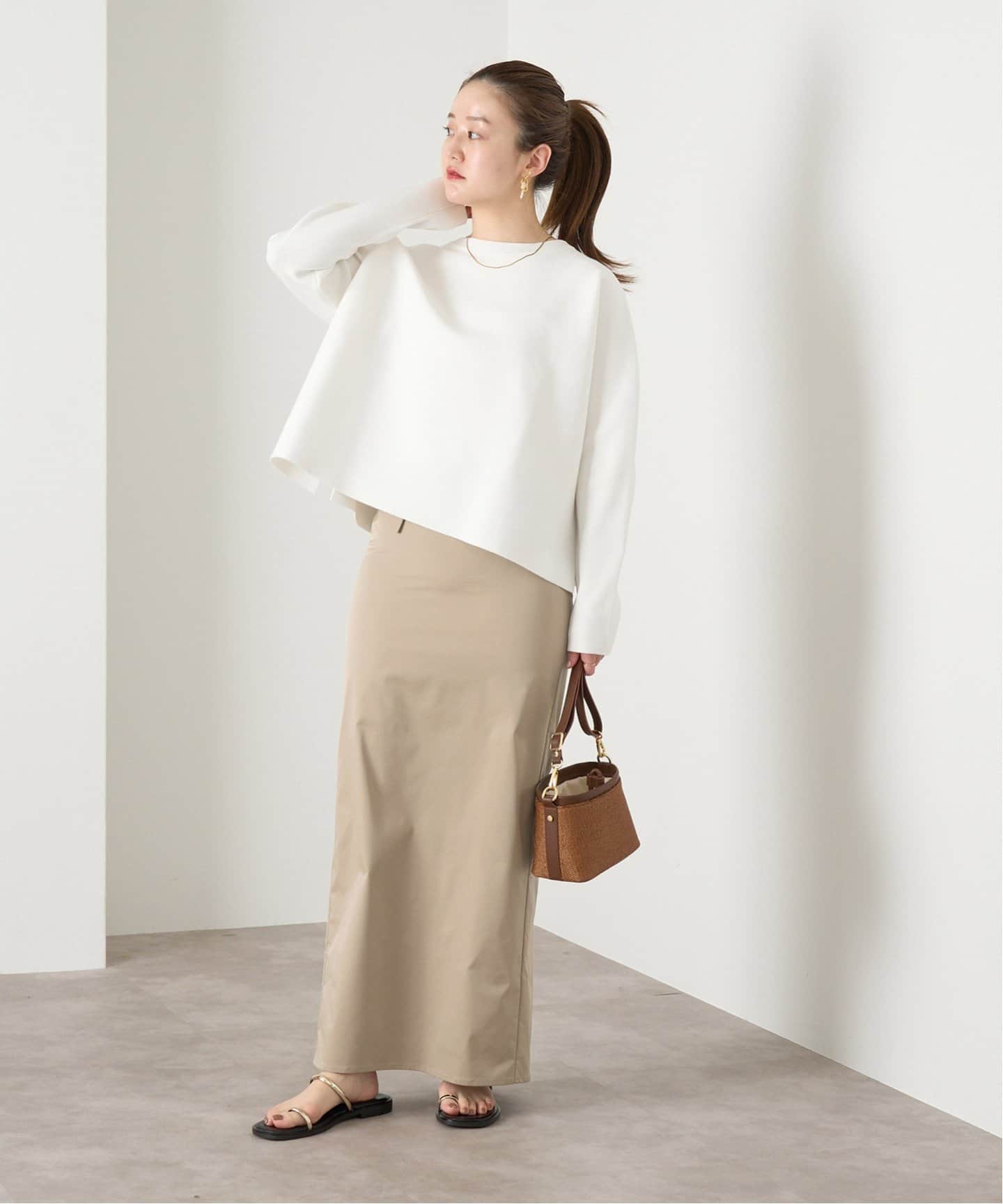 ロングスカート スカート front zip slit long skirt /フロント ジップ スリット