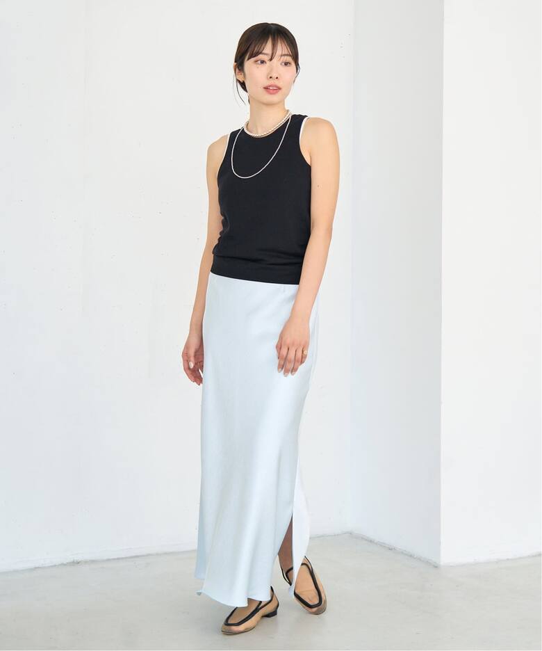 WEB・一部店舗限定 追加12》ダブルサテンスカート（ロング・マキシ丈  