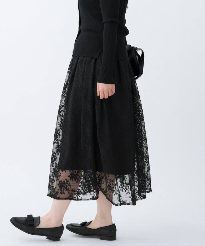 ANAYI ボーダーレース ギャザースカート アナイ 38 ラメボーダーニット  