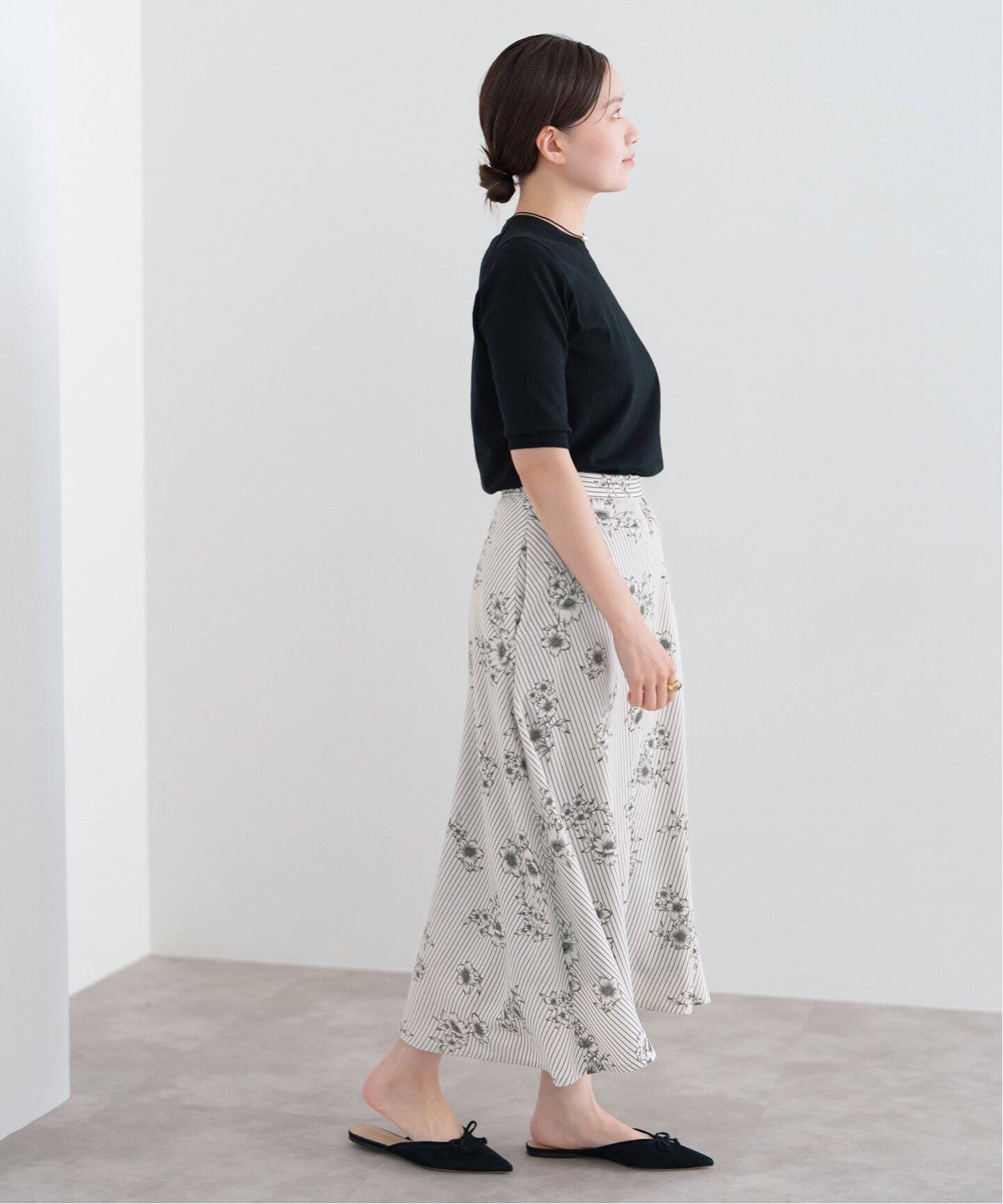 ストライプフラワースカート（ロング・マキシ丈スカート）｜IENA  