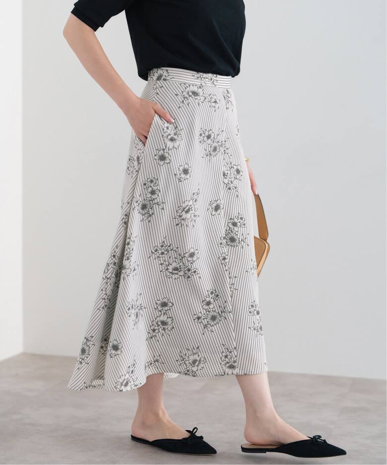 ストライプフラワースカート（ロング・マキシ丈スカート）｜IENA  