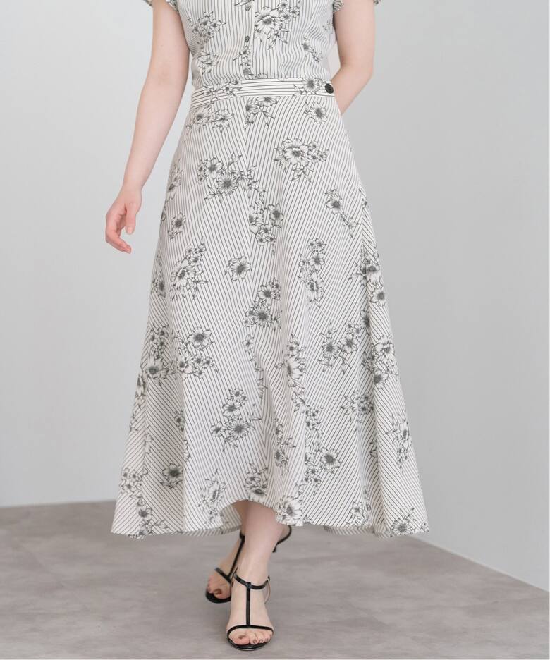 ストライプフラワースカート（ロング・マキシ丈スカート）｜IENA  